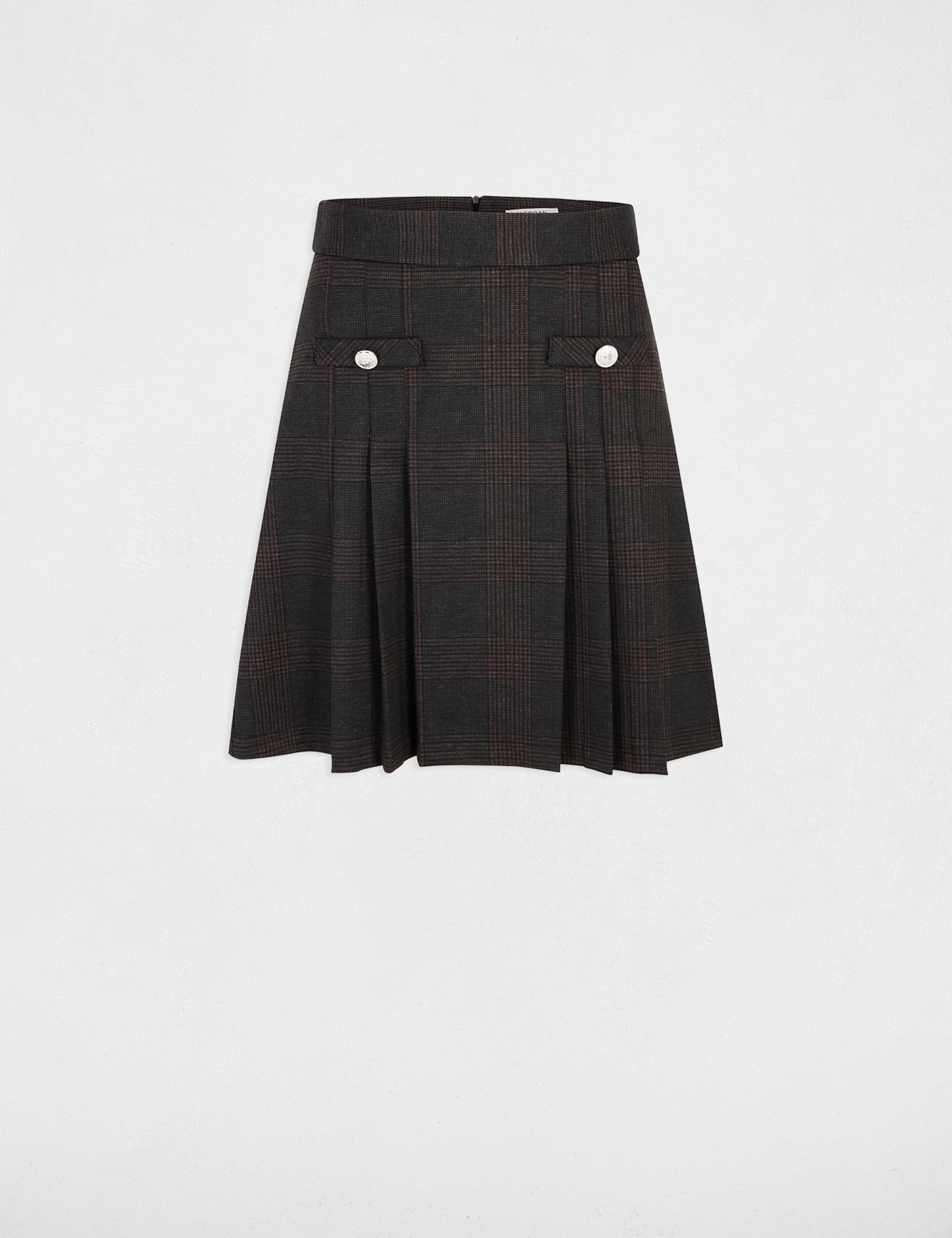 Checked mini skirt mid-grey women