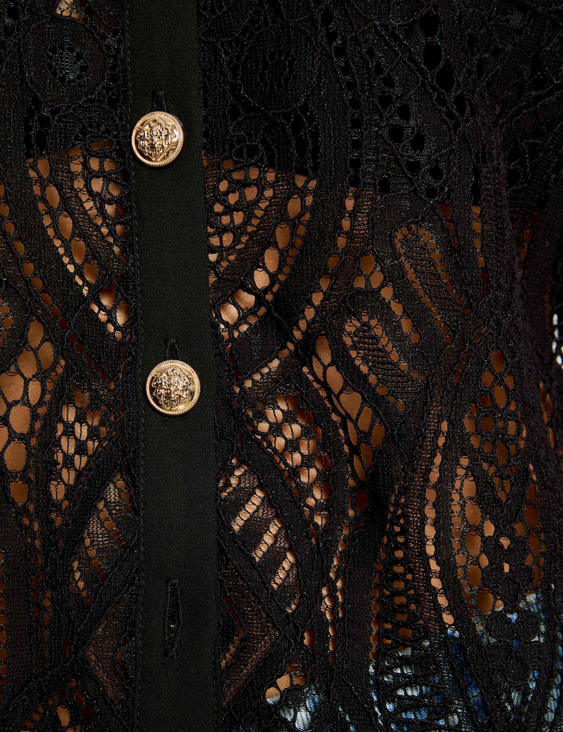 cropped lace shirt black women null