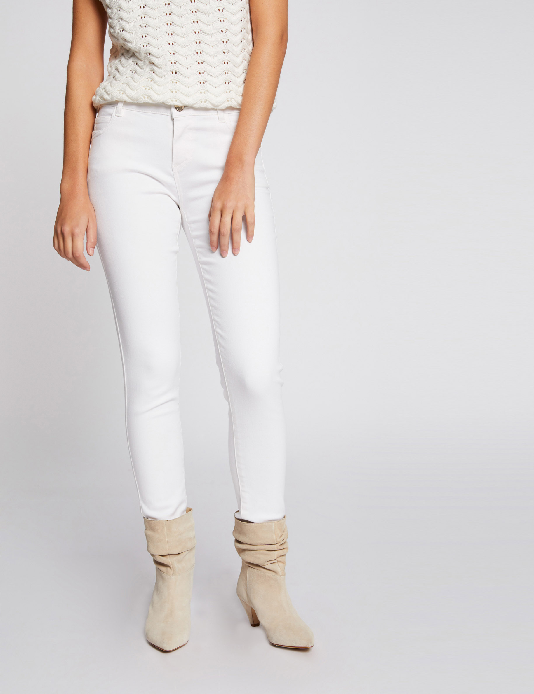 Low-waisted skinny jeans ecru women