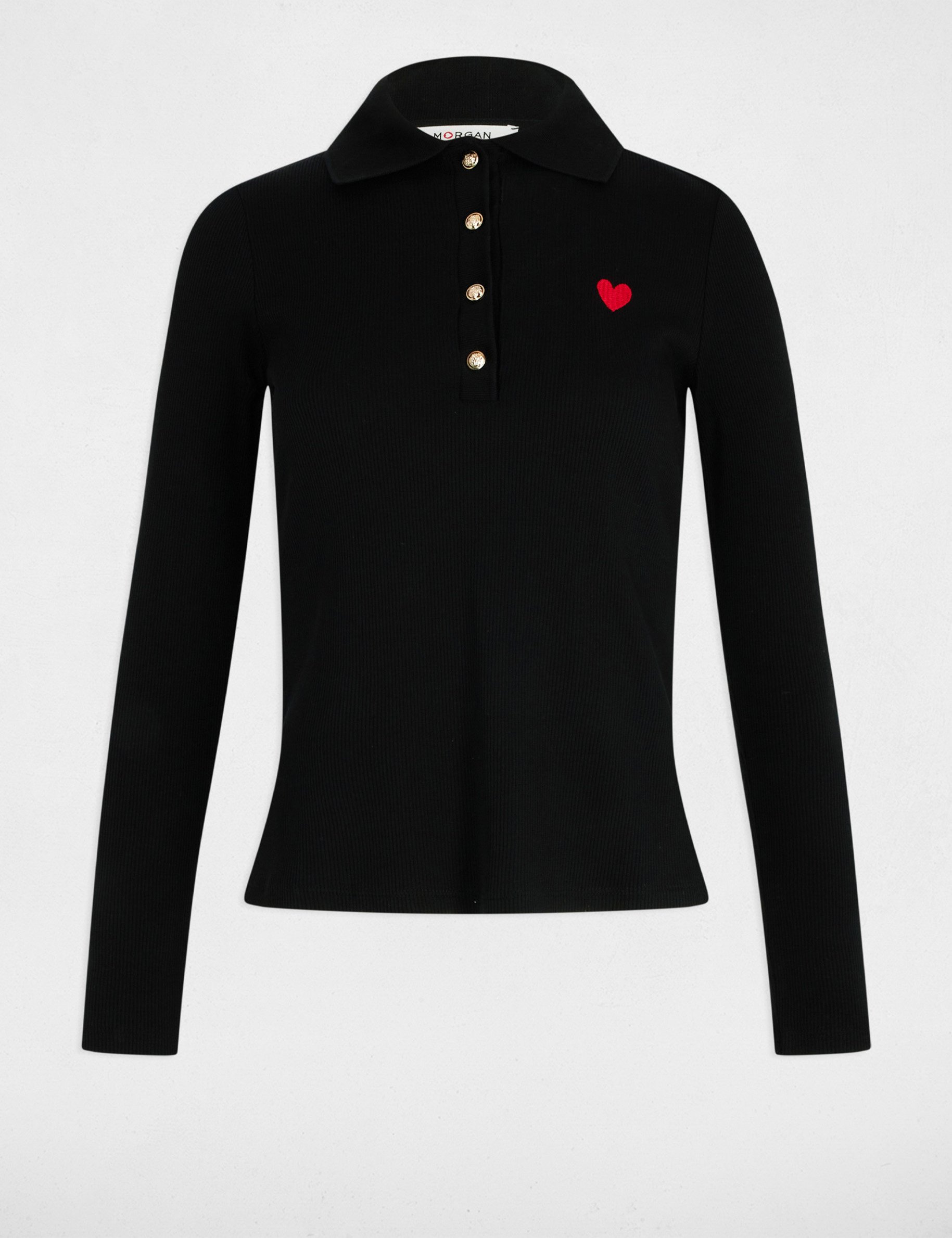 Long-sleeved polo black women