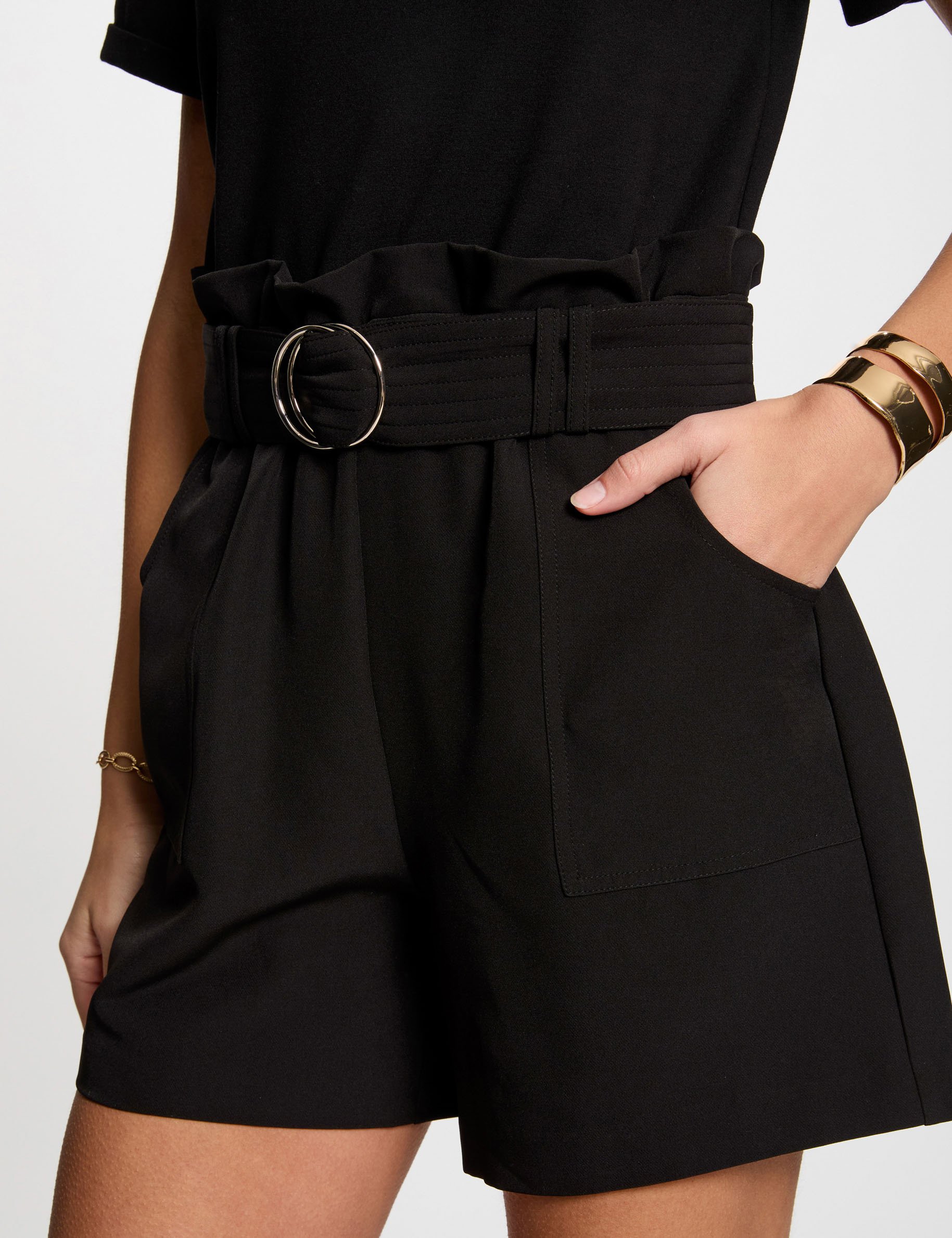 Belted playsuit black women