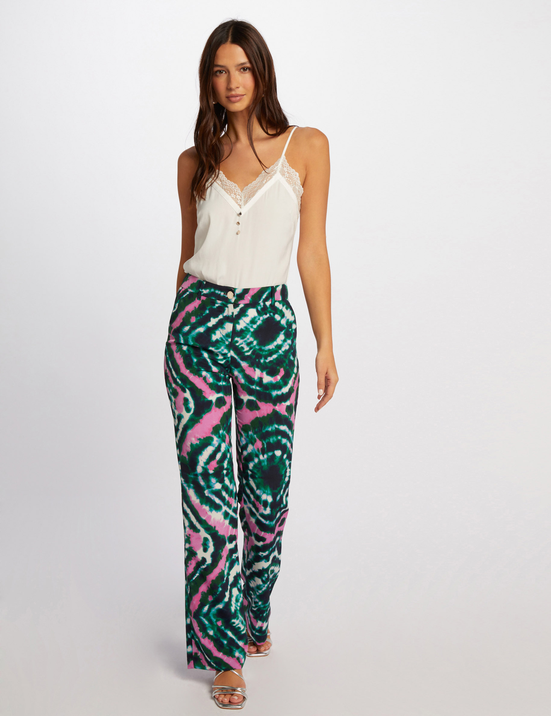 Printed loose fitted trousers multicolored ladies'