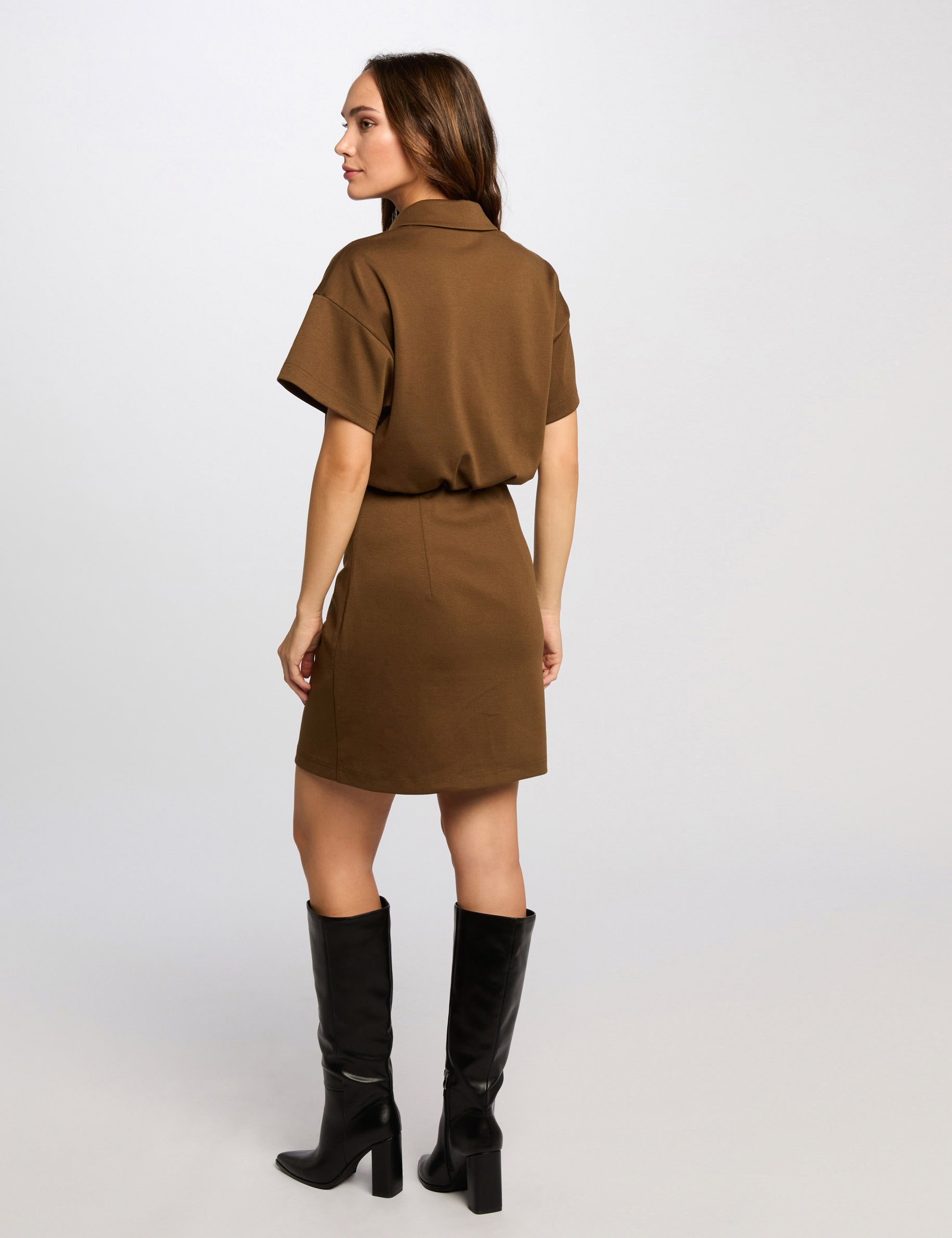 Fitted mini dress khaki green women