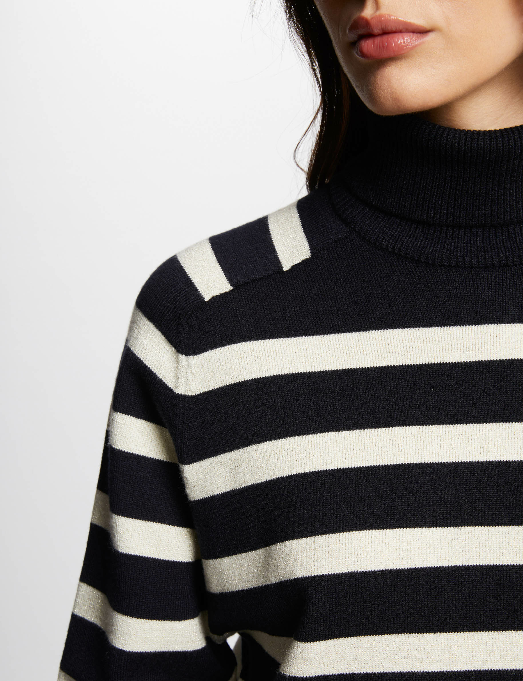 Stripped jumper turtleneck navy women