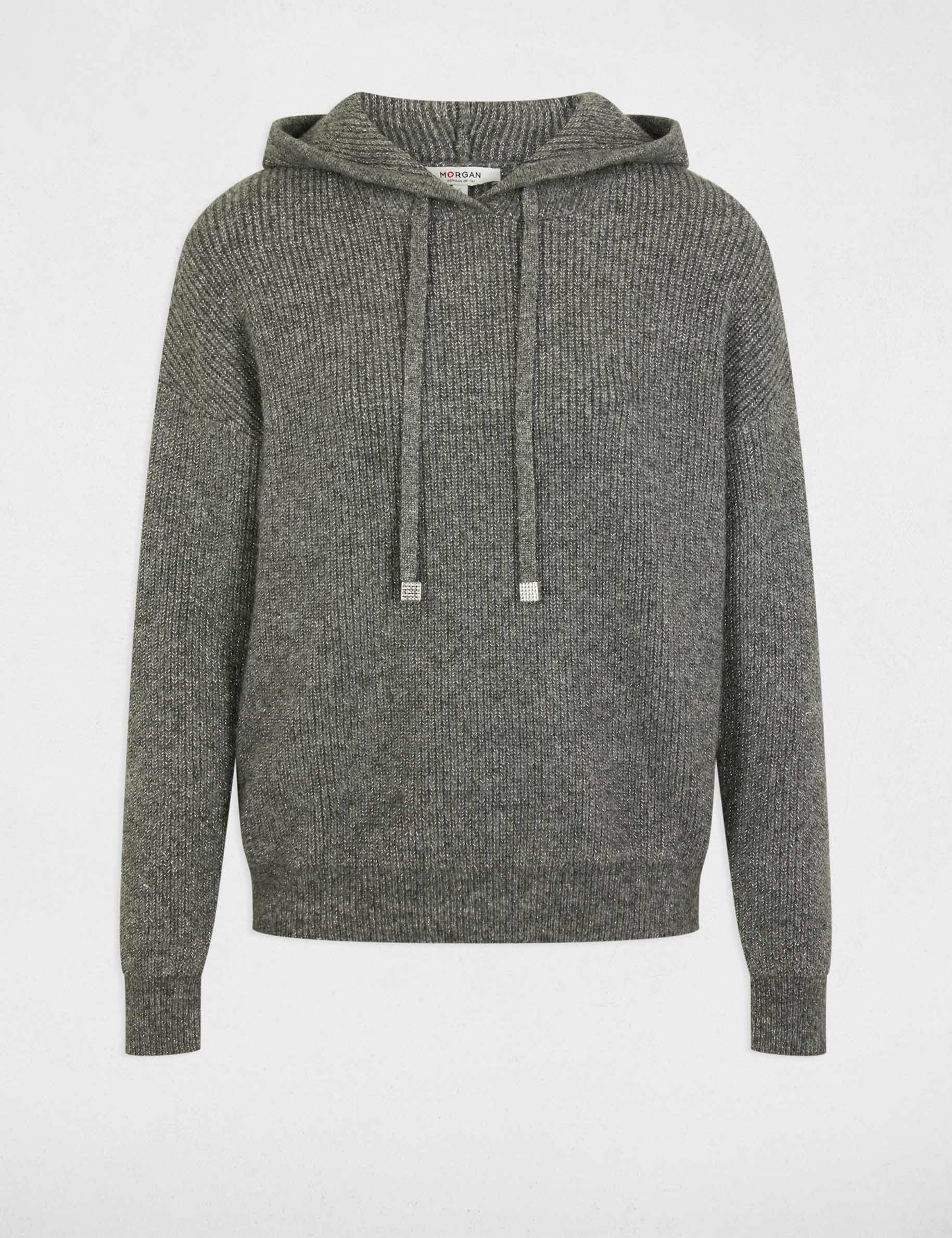 Jumper with hood mid-grey women