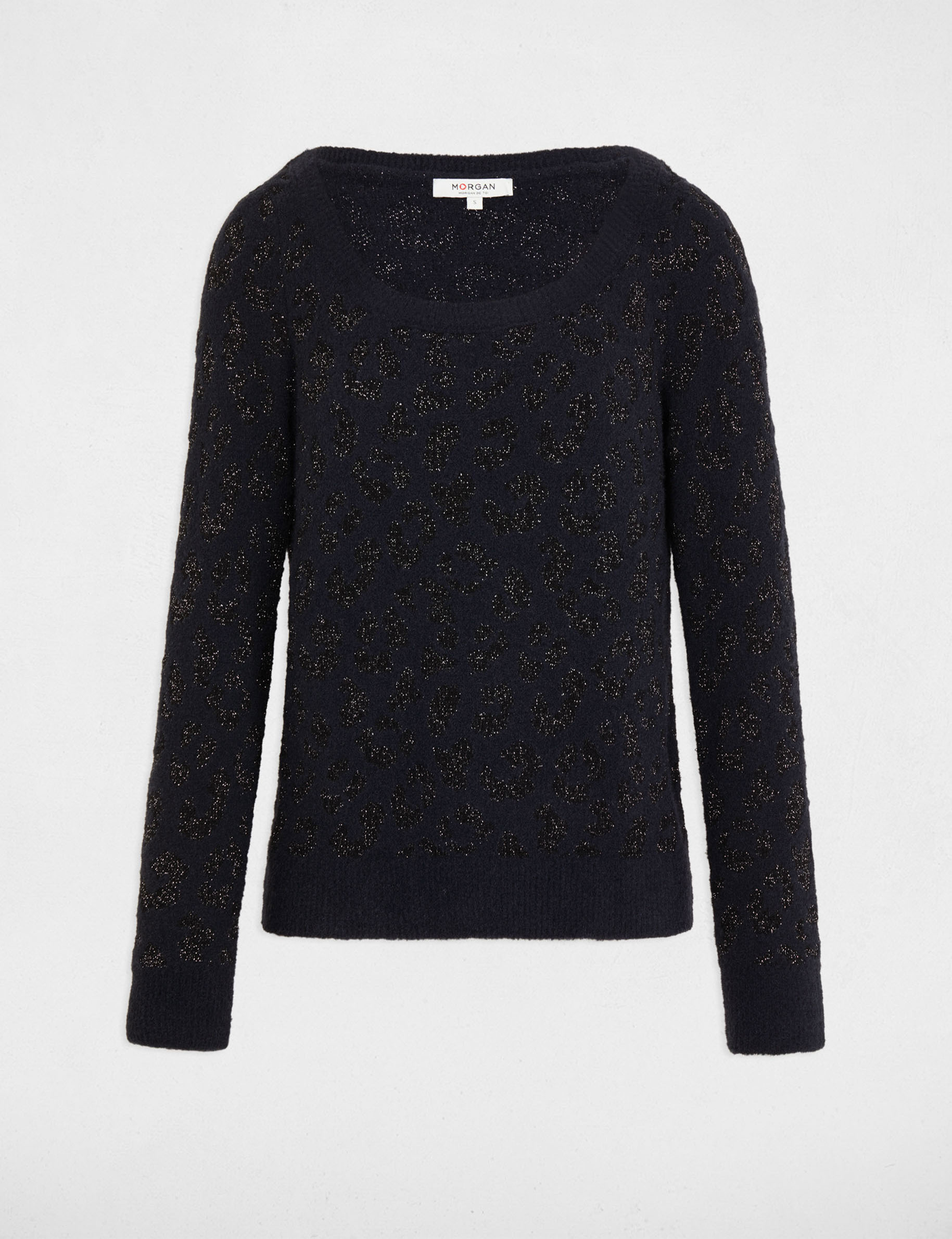 Printed jumper round neck navy women