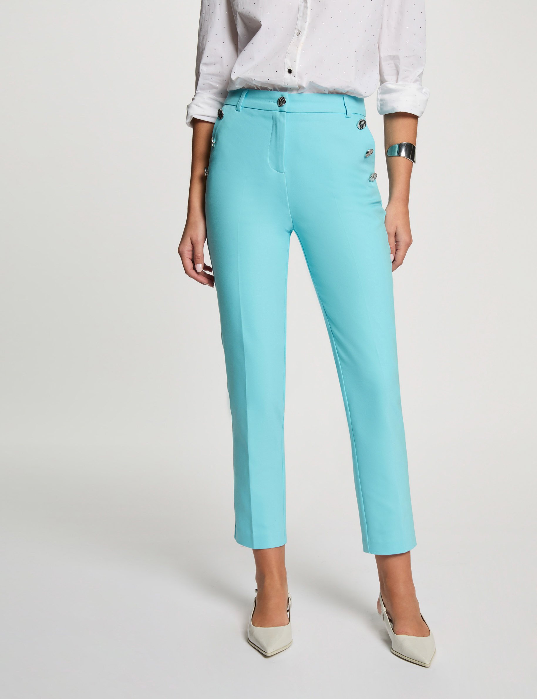 Cropped cigarette trousers sky blue women