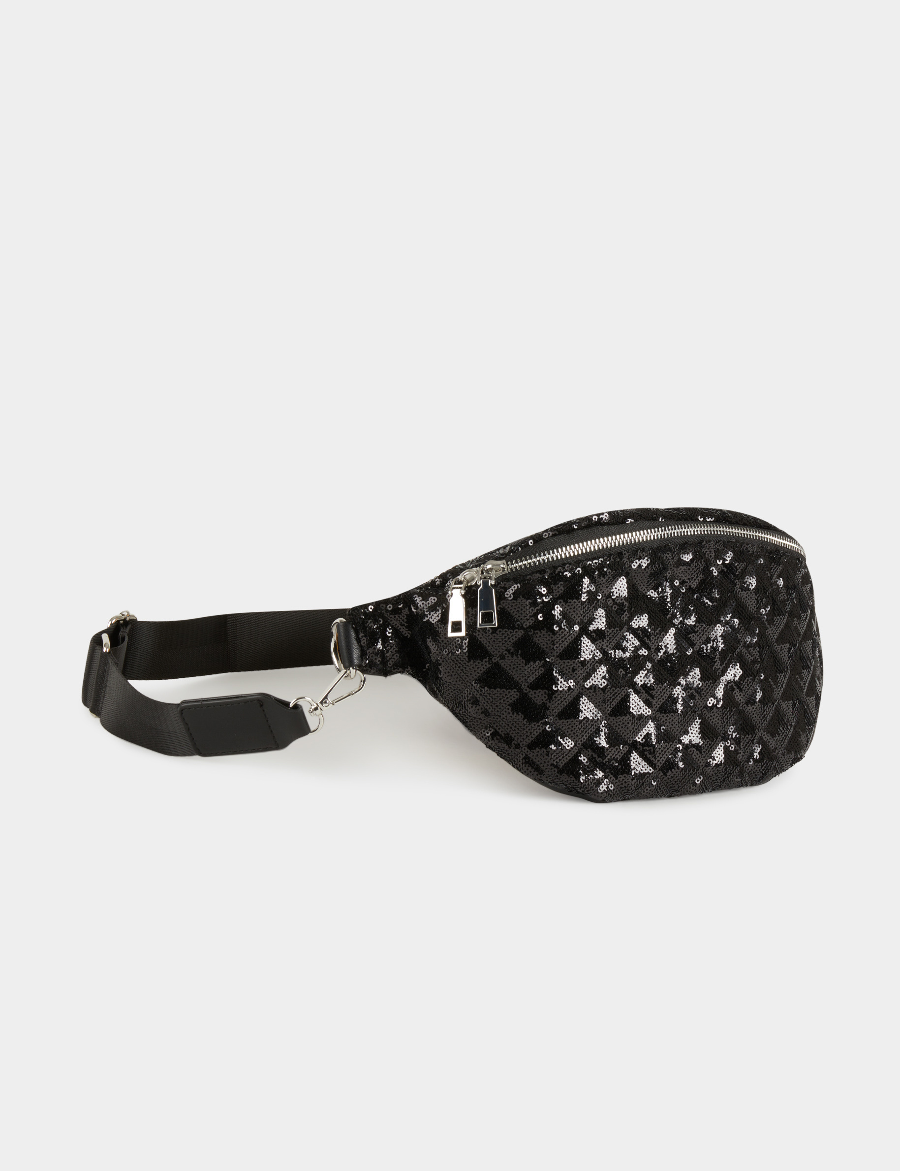 Sac banane à sequins noir femme