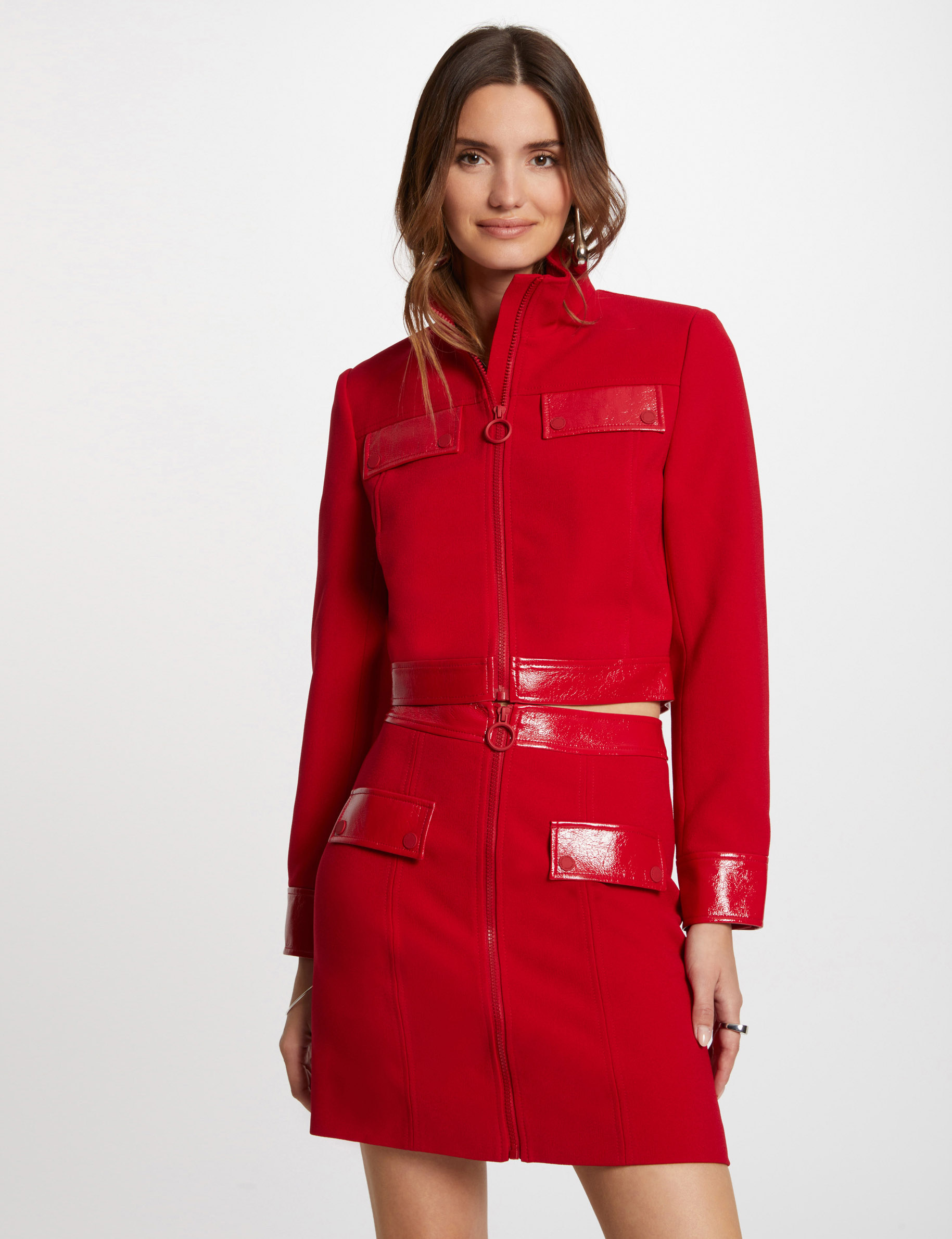 Jupe courte zippée rouge moyen femme