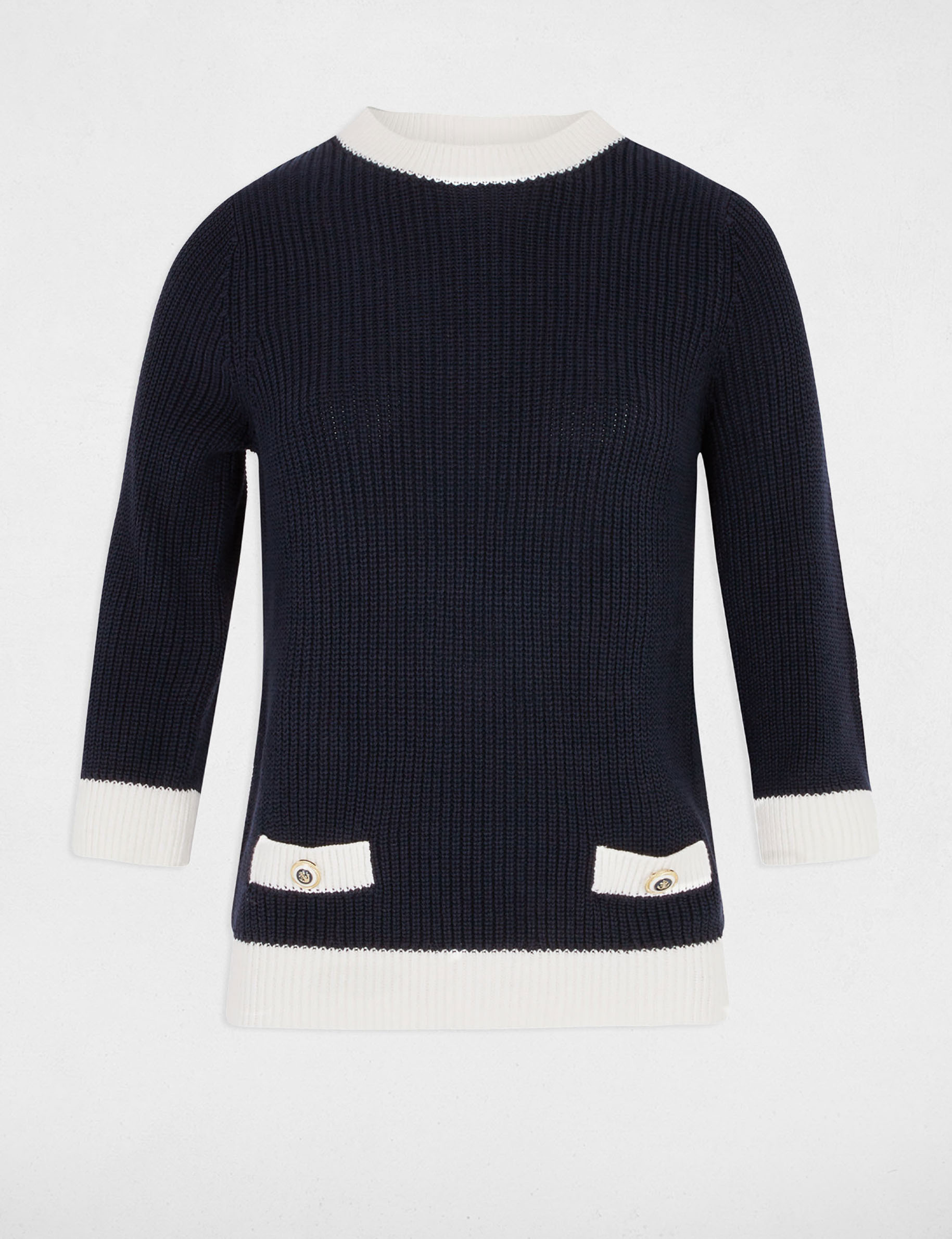 Pull manches longues bleu marine femme