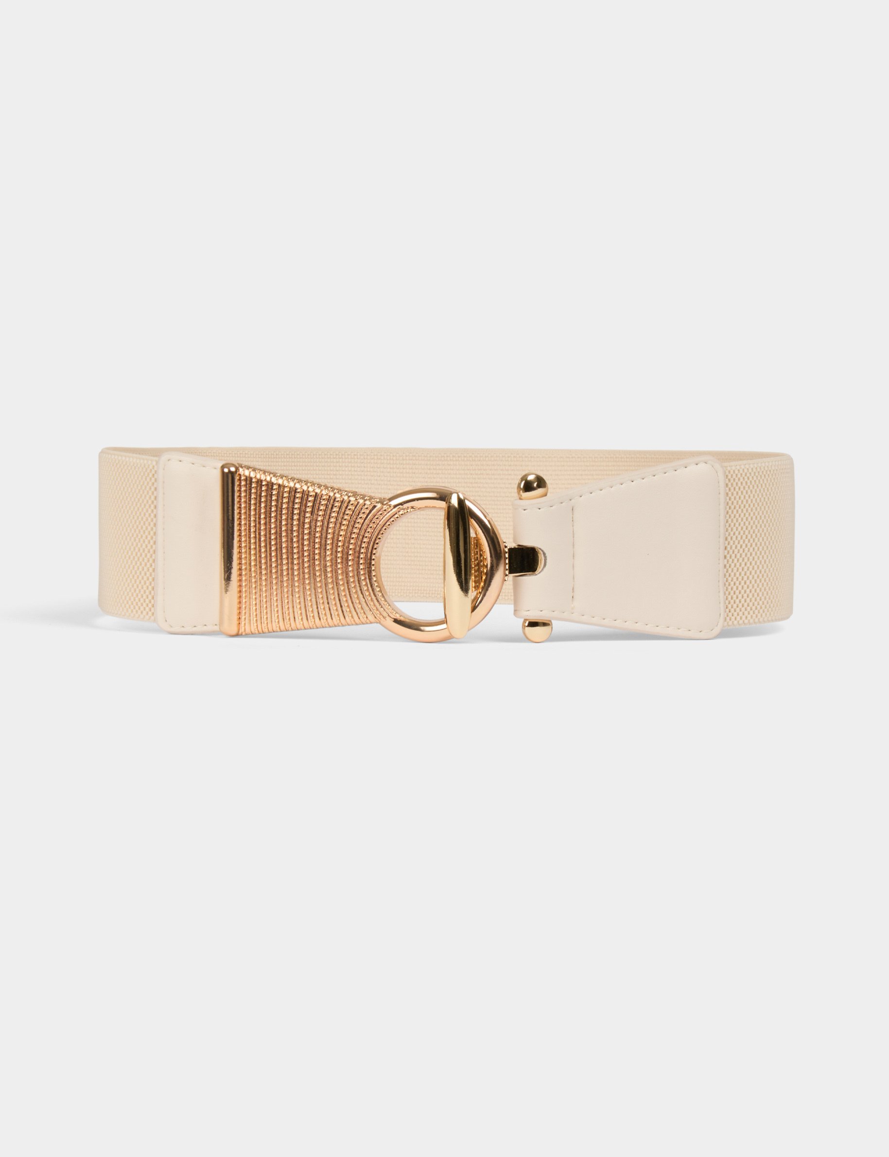 Elasticised belt with buckle ivory women