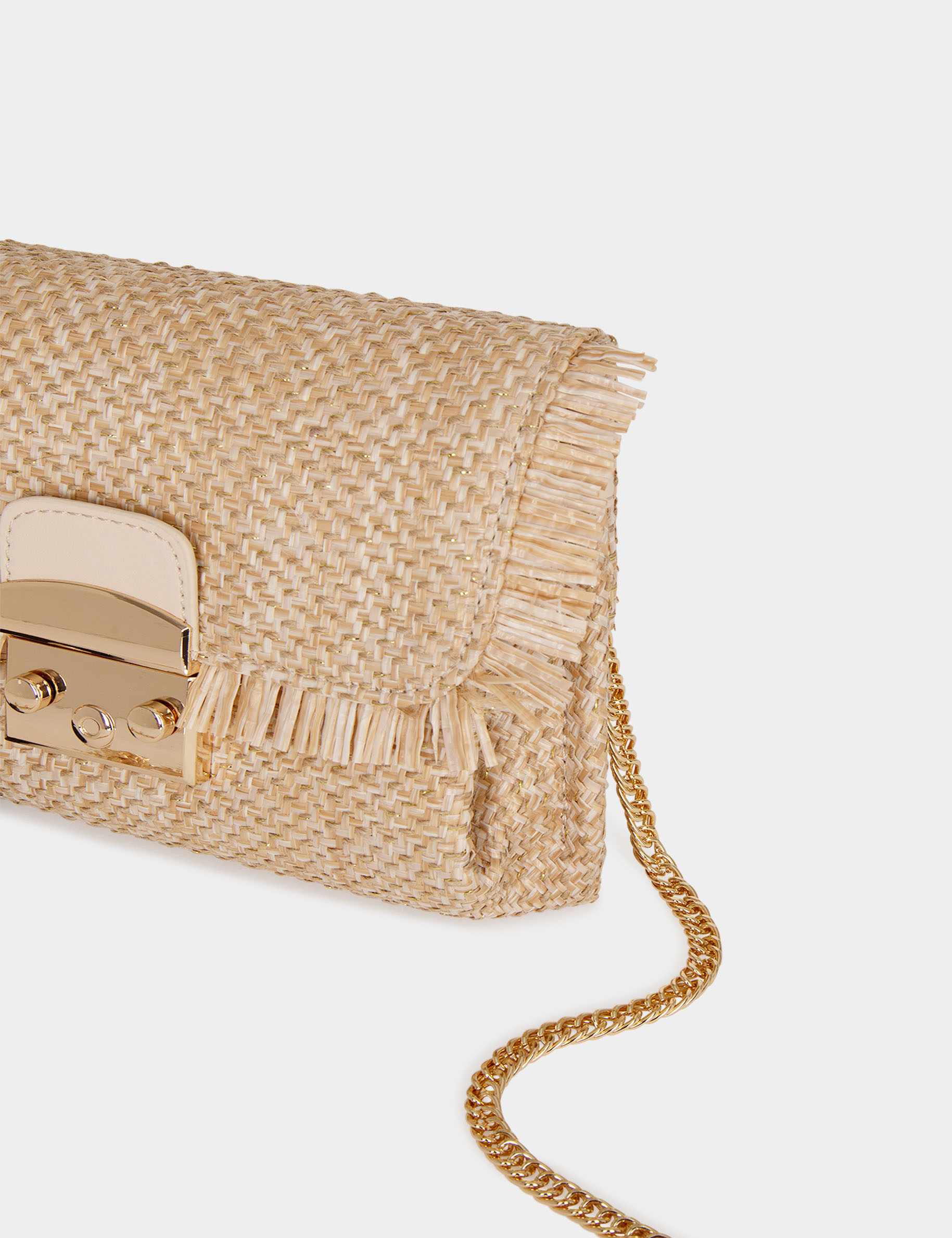 Braided bag with fringes sand women