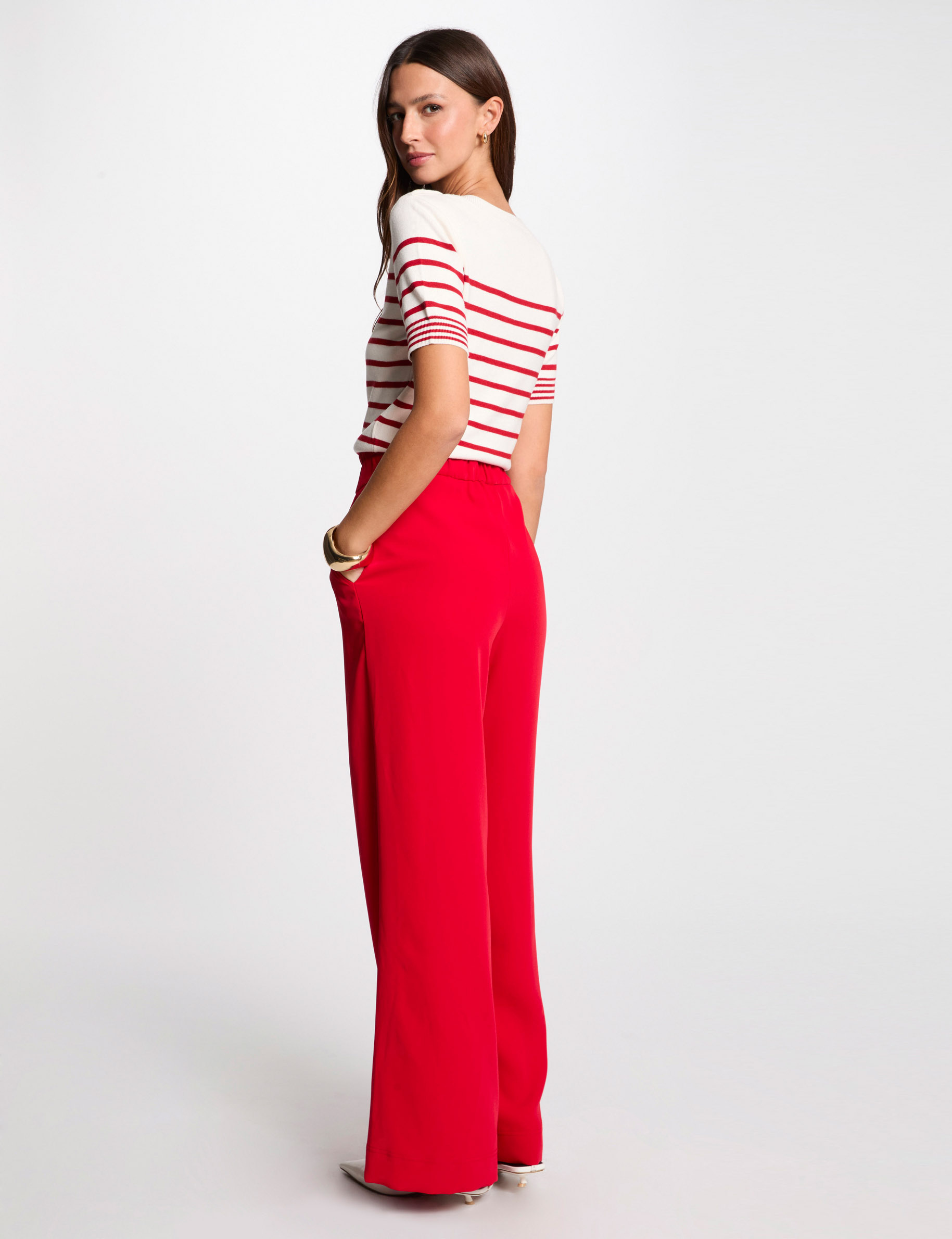 Wide leg trousers red women