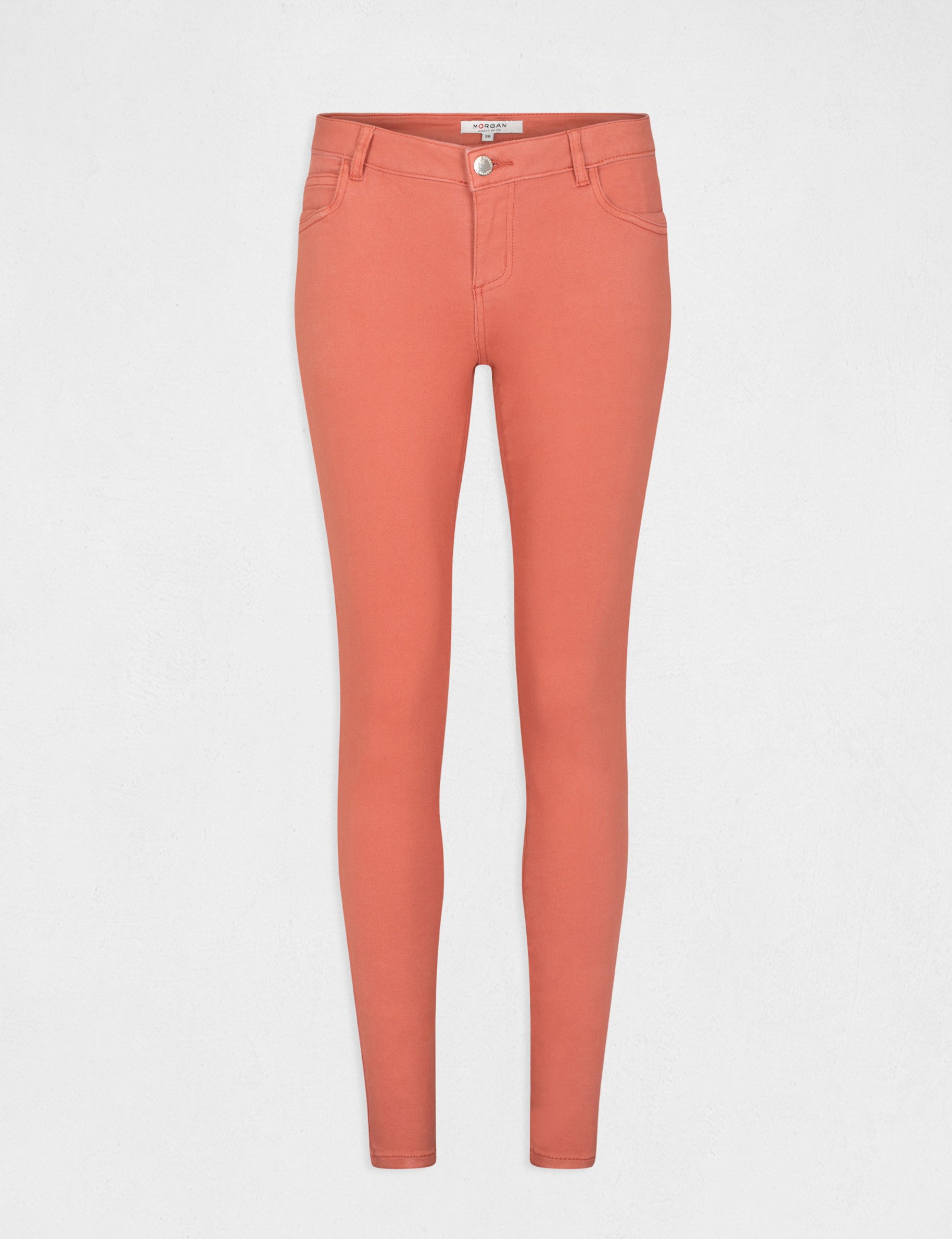 Low-waisted skinny jeans coral women