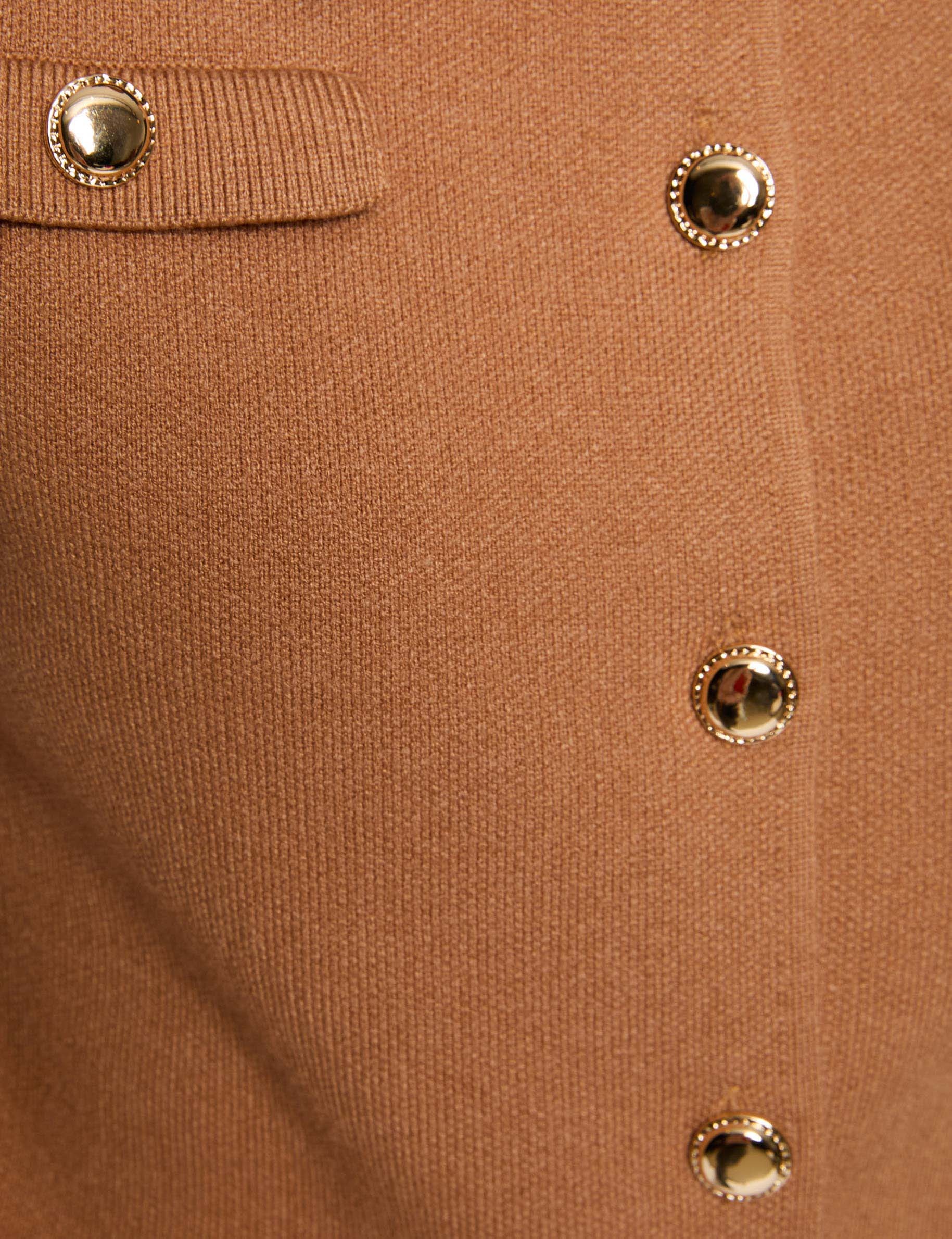 short cardigan with lapel collar beige women null