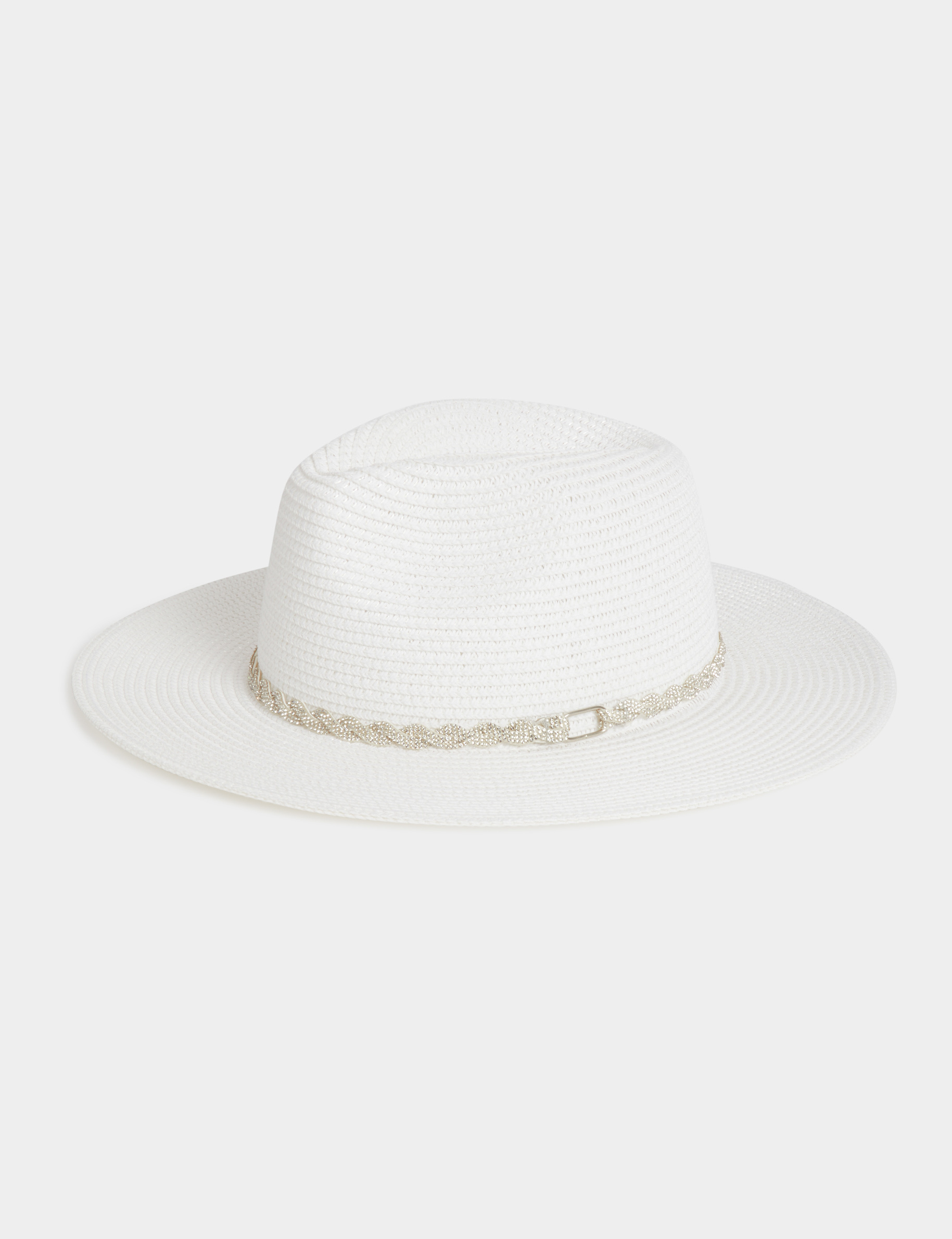 Braided hat with rhinestones white women