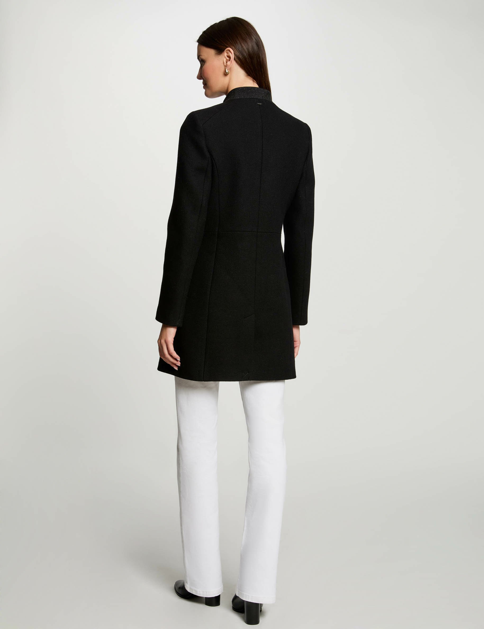 Buttoned long coat black women