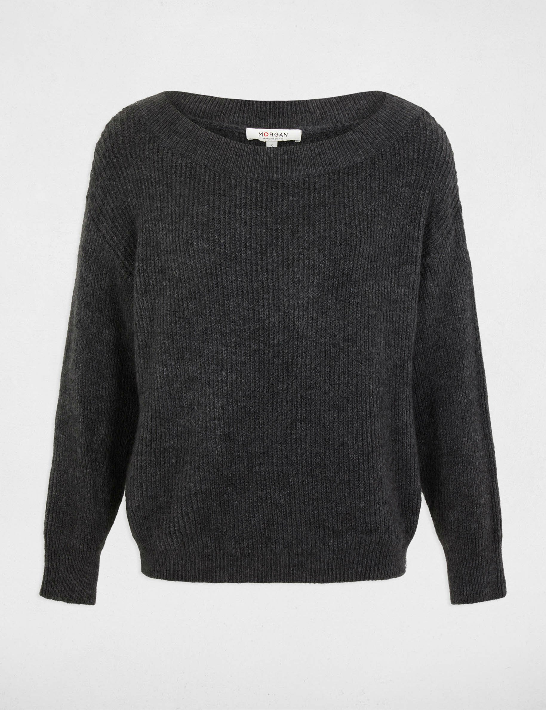 Jumper with round neck anthracite grey women