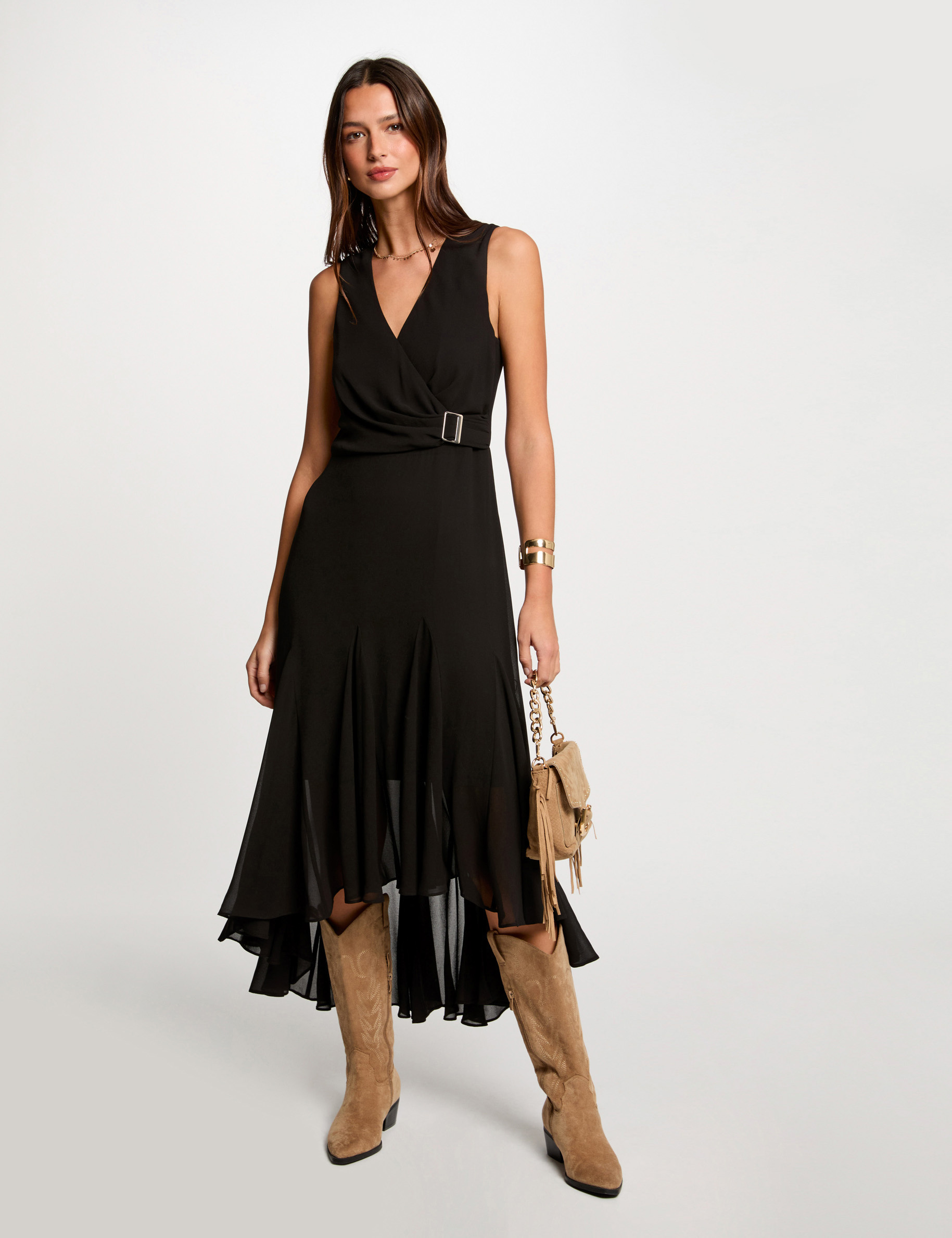 Loose straight midi dress black women