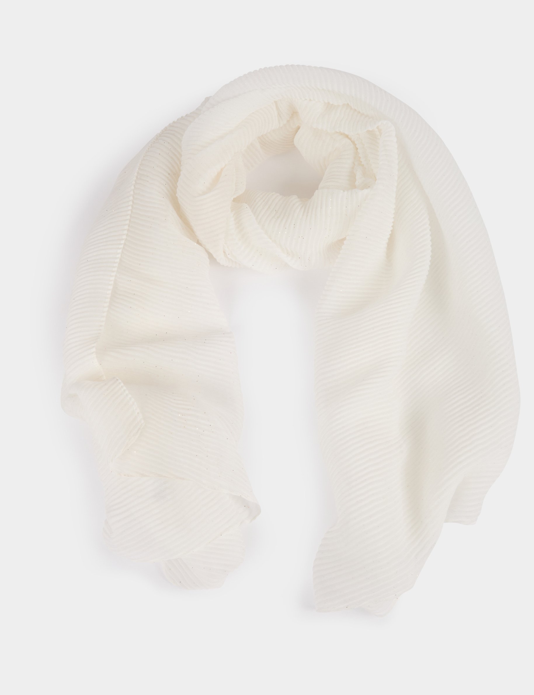 Pleated scarf with rhinestones white women