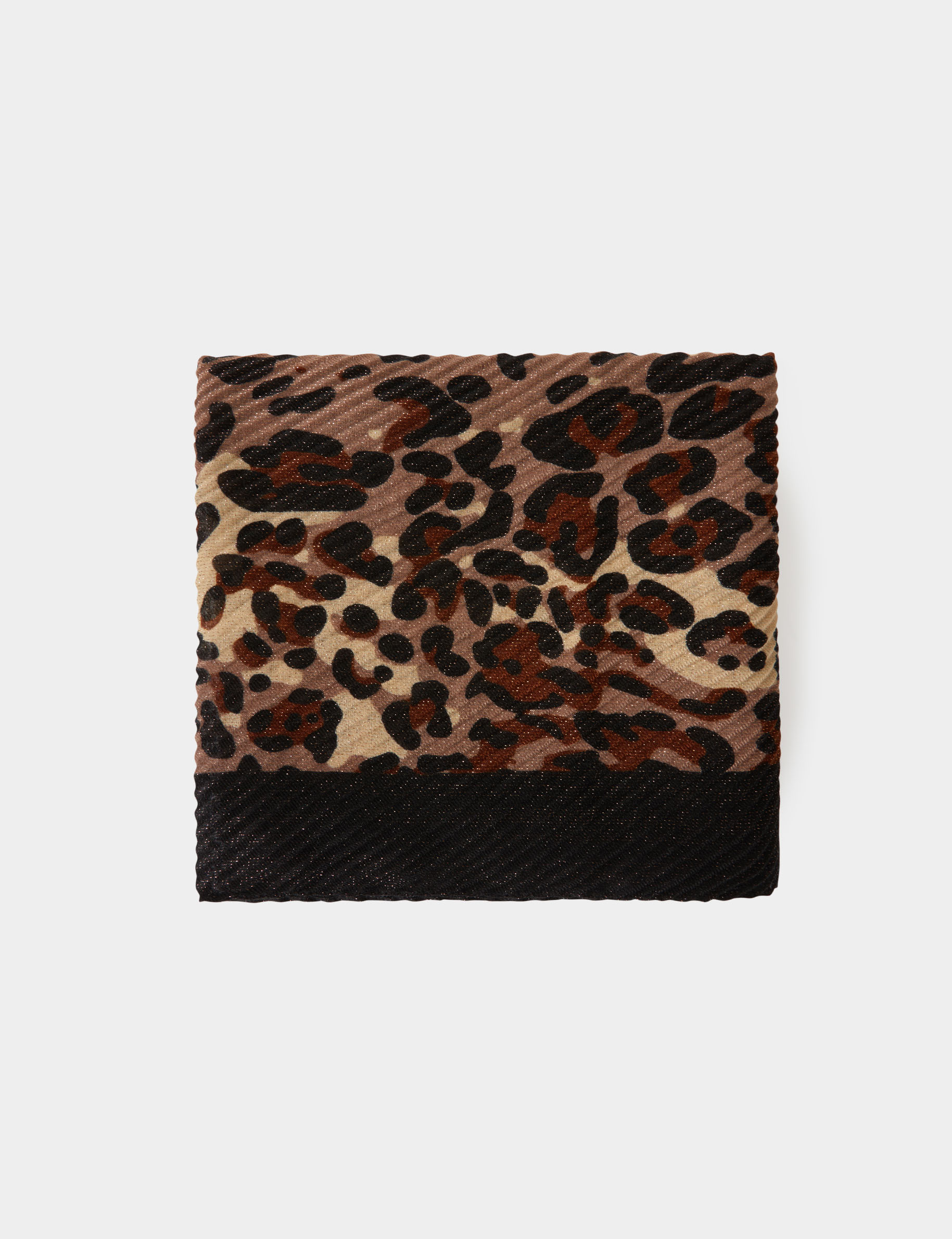 Pleated scarf with leopard print brown women