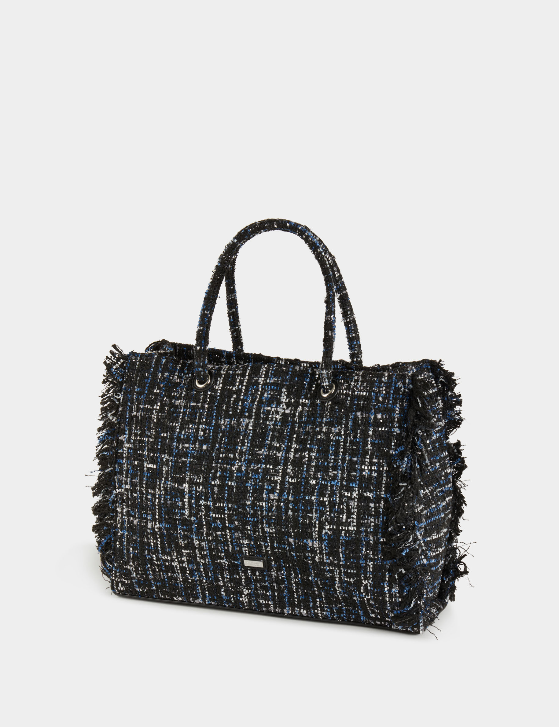 Tweed shopper bag fringes black women