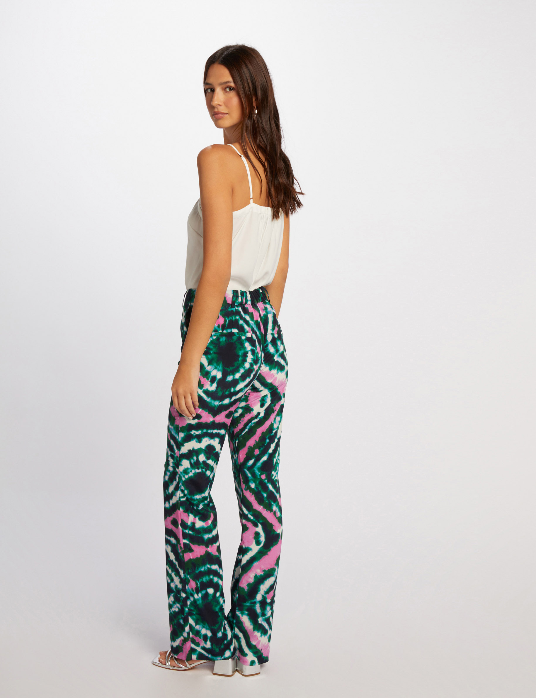 Printed loose fitted trousers multicolored ladies'