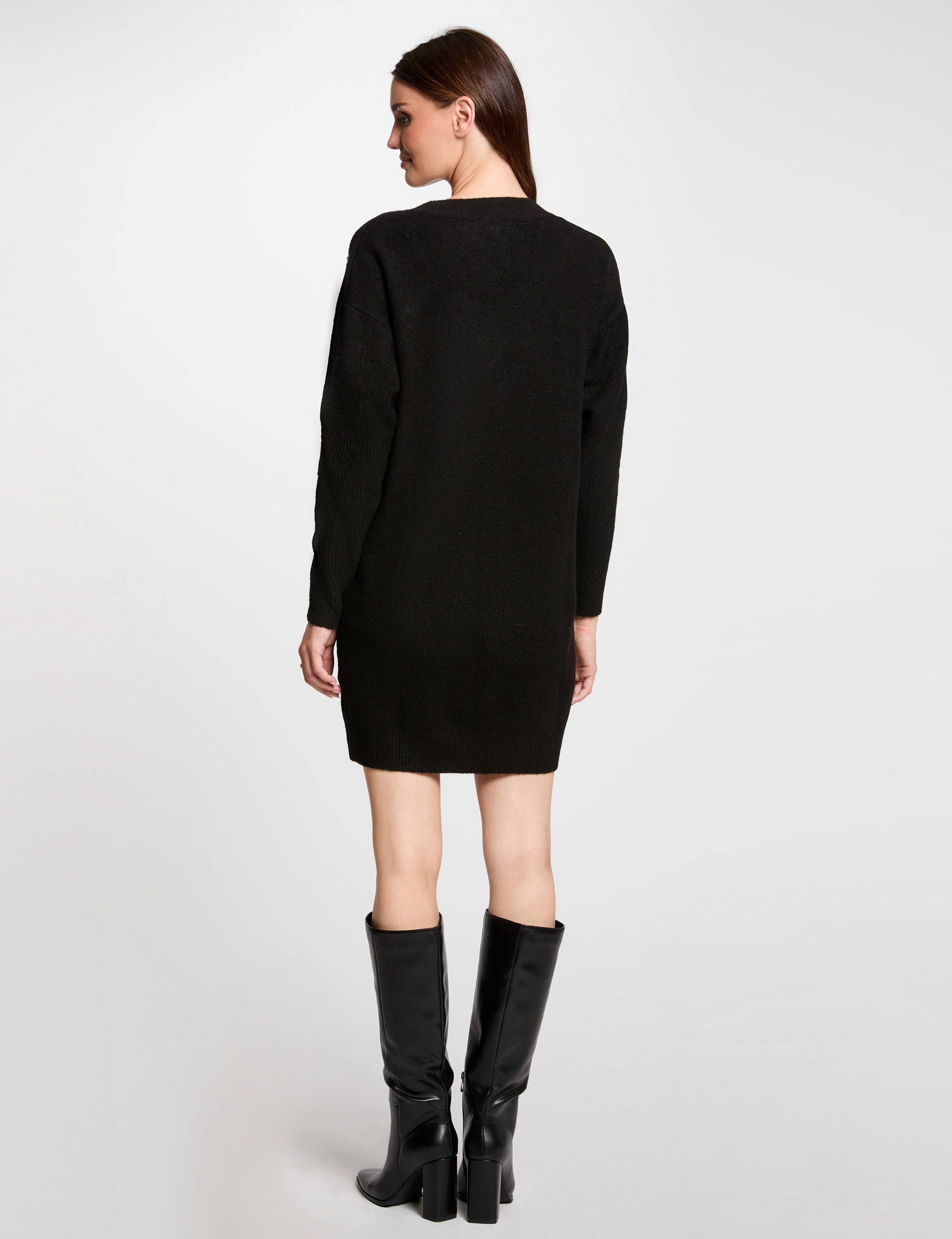 Straight knitted dress eyelets black women