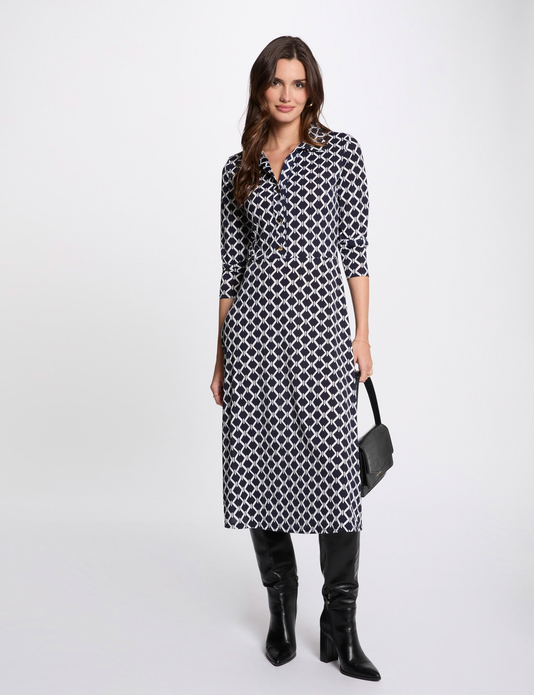 Printed A-line midi dress multicolor women