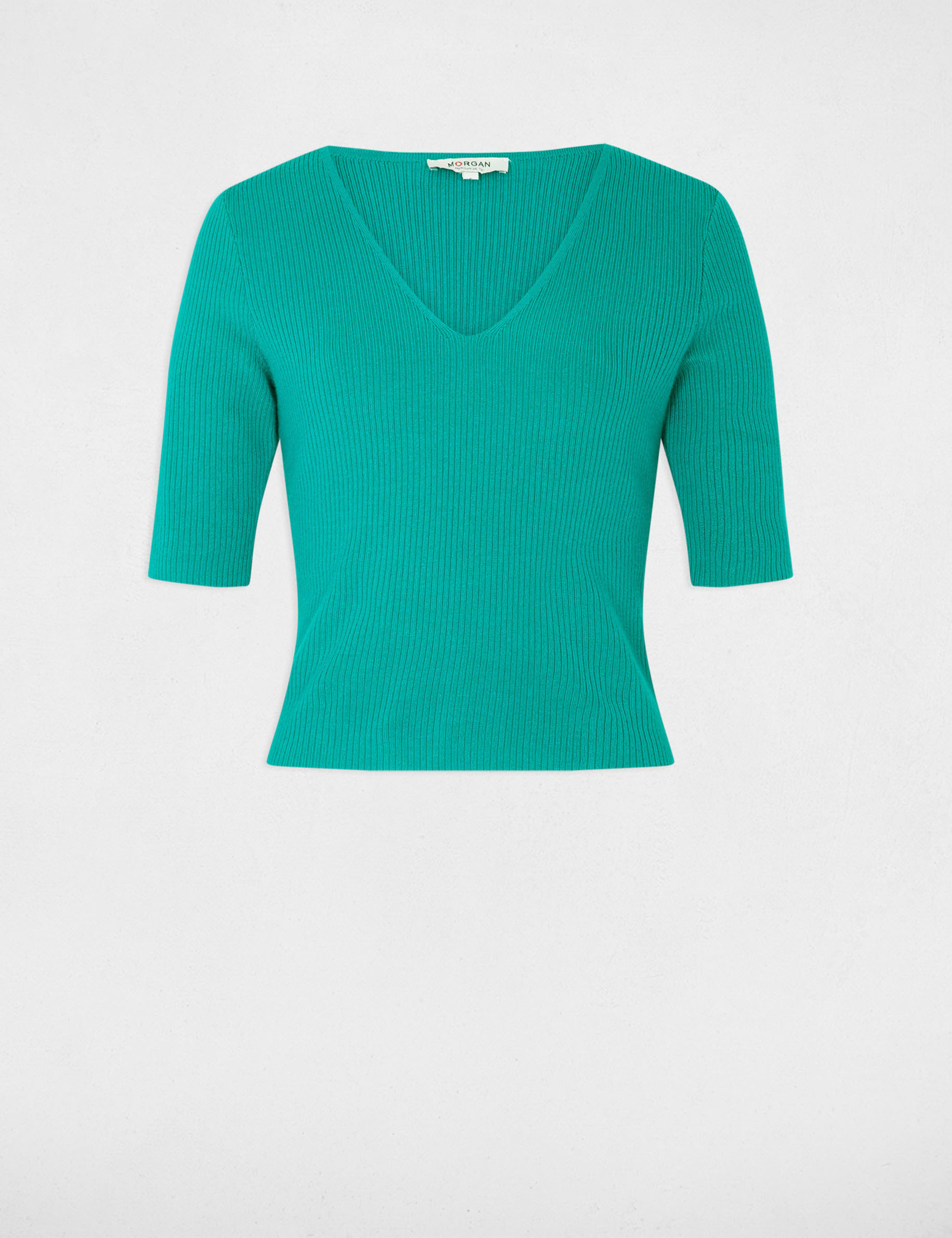 Jumper with V-neck turquoise blue women