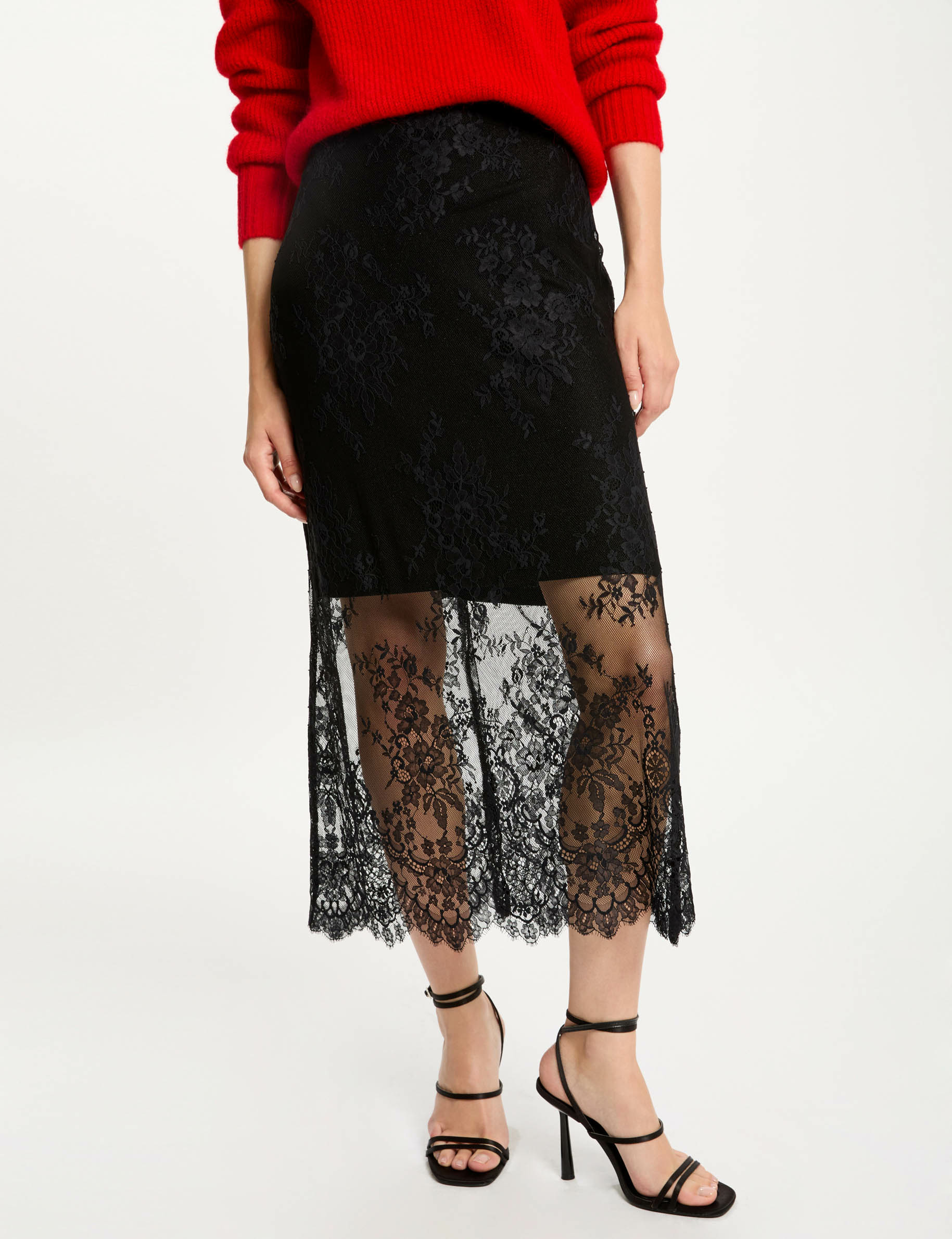 Maxi lace skirt black women