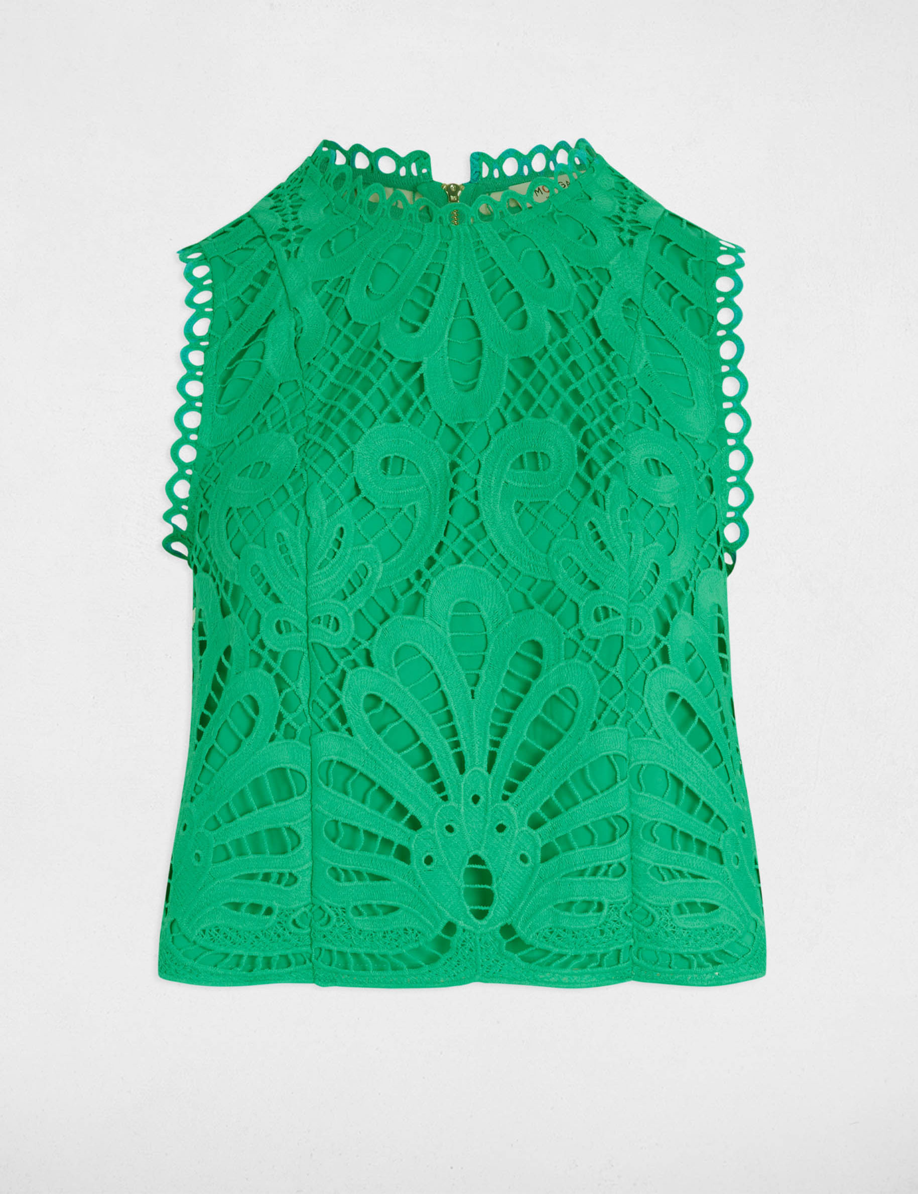 Sleeveless lace top emerald green women