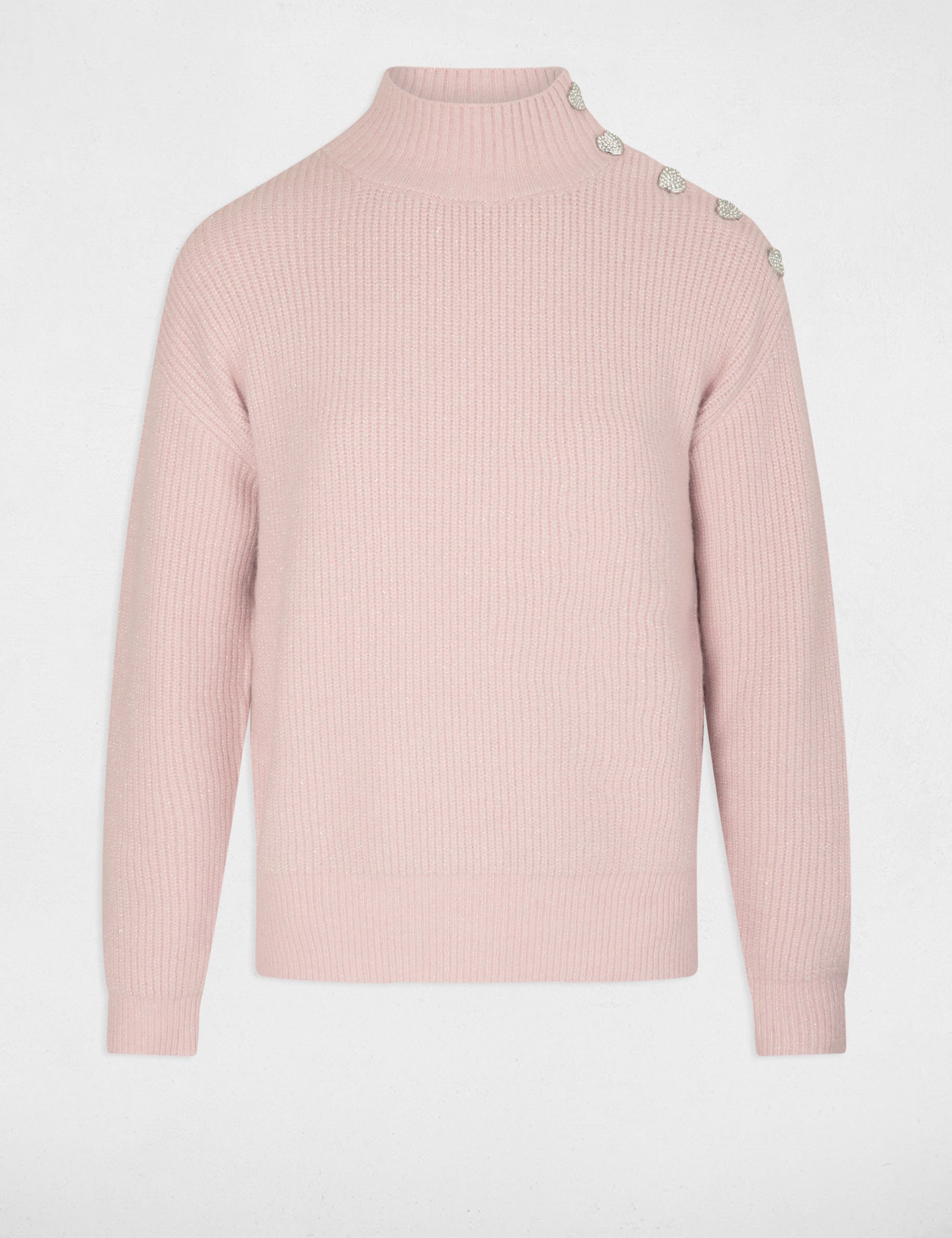 Long sleeved jumper with buttons light pink women