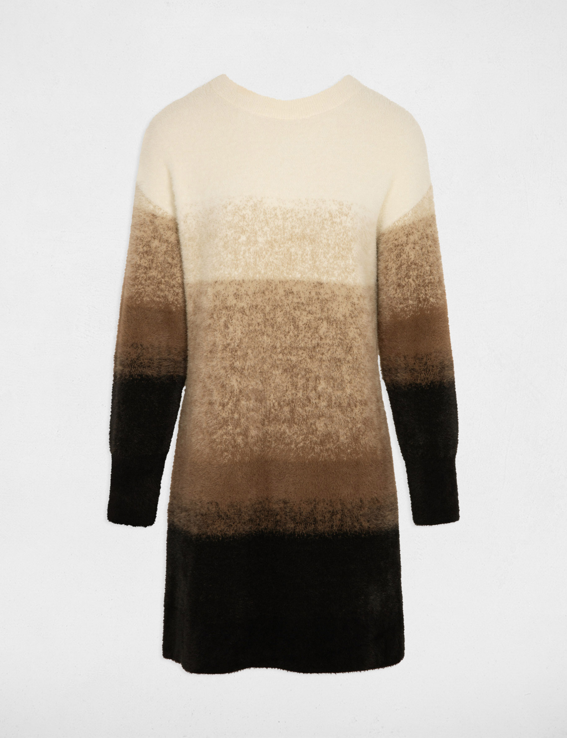 Mini straight knitted dress camel women