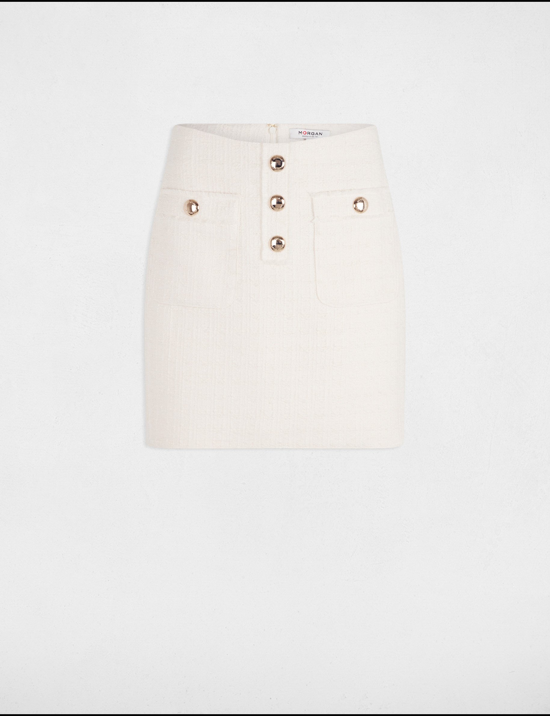 Mini tweed skirt ivory women