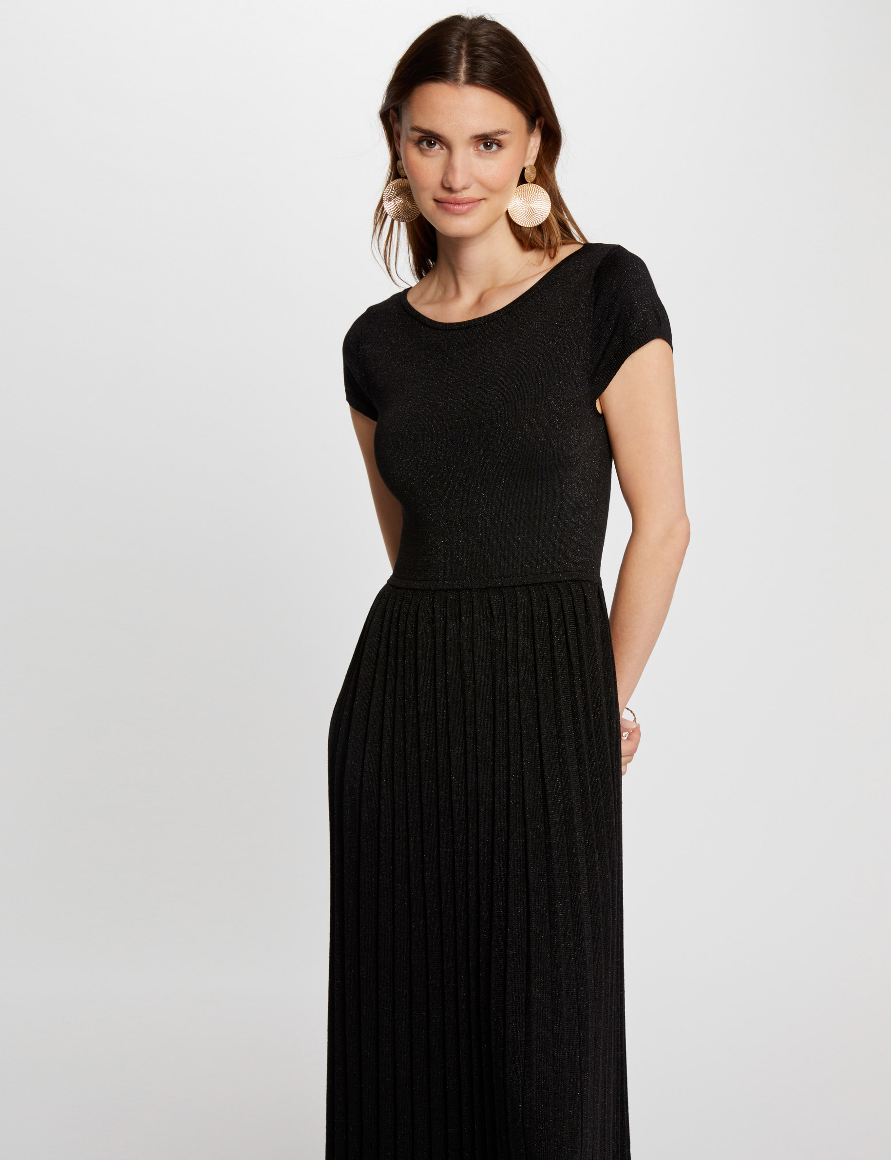 Fitted maxi knitted dress black women