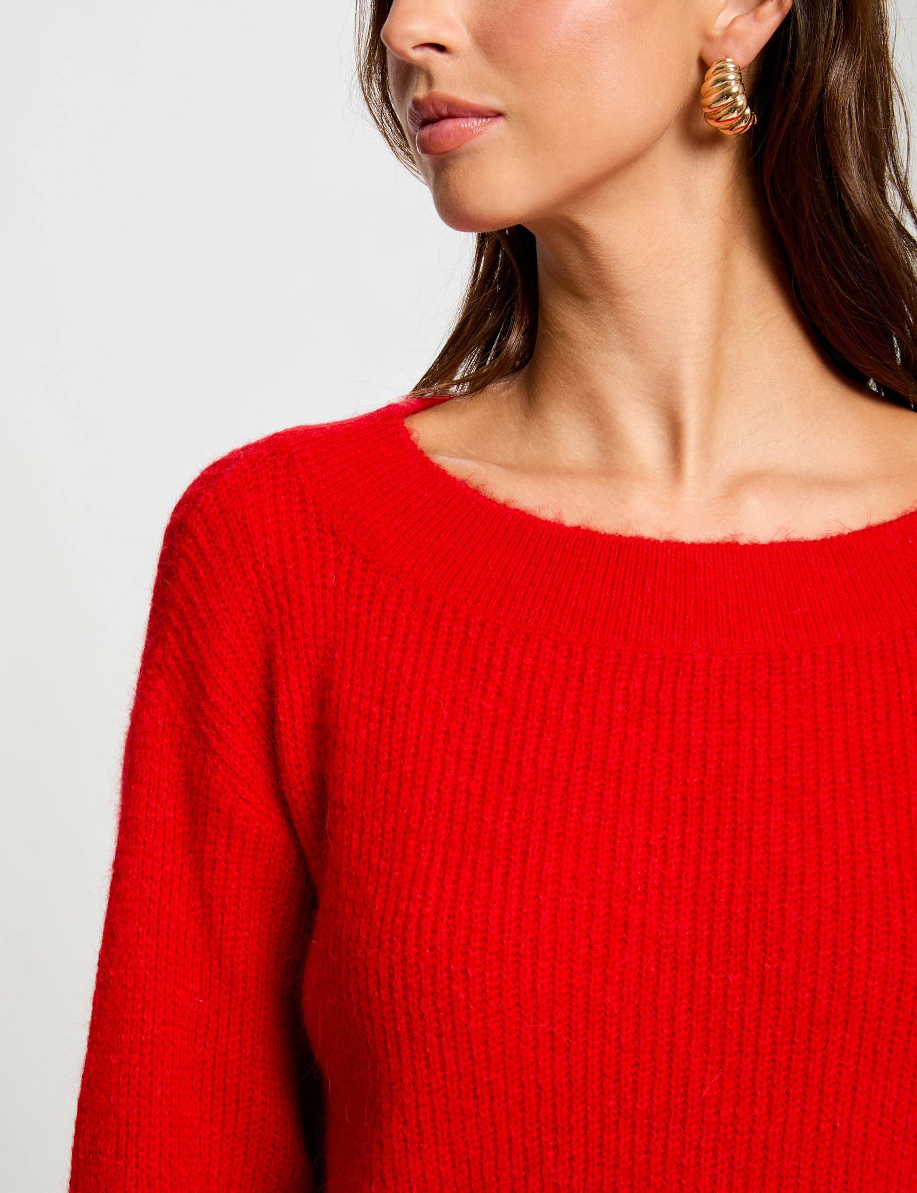 Pull col rond rouge femme