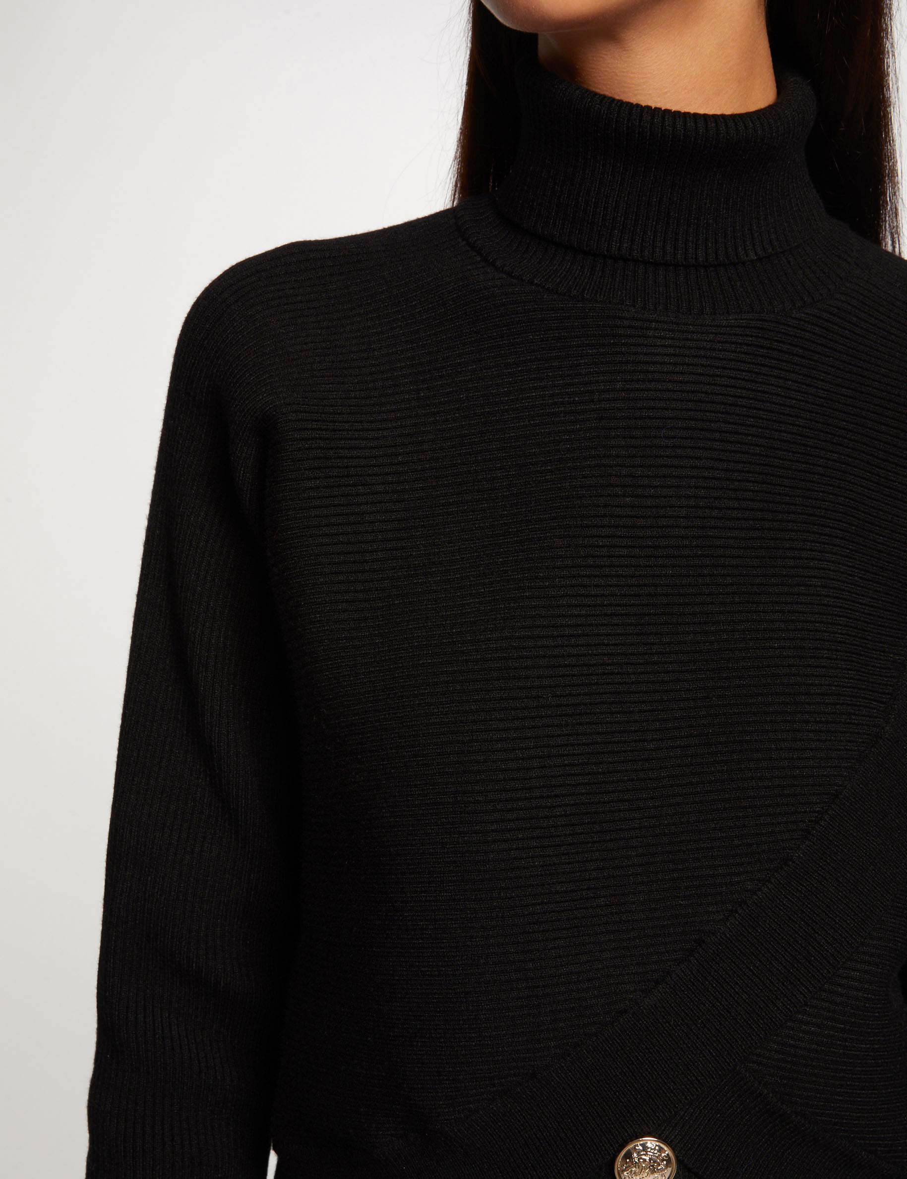 Long-sleeved jumper wrap-over effect black women