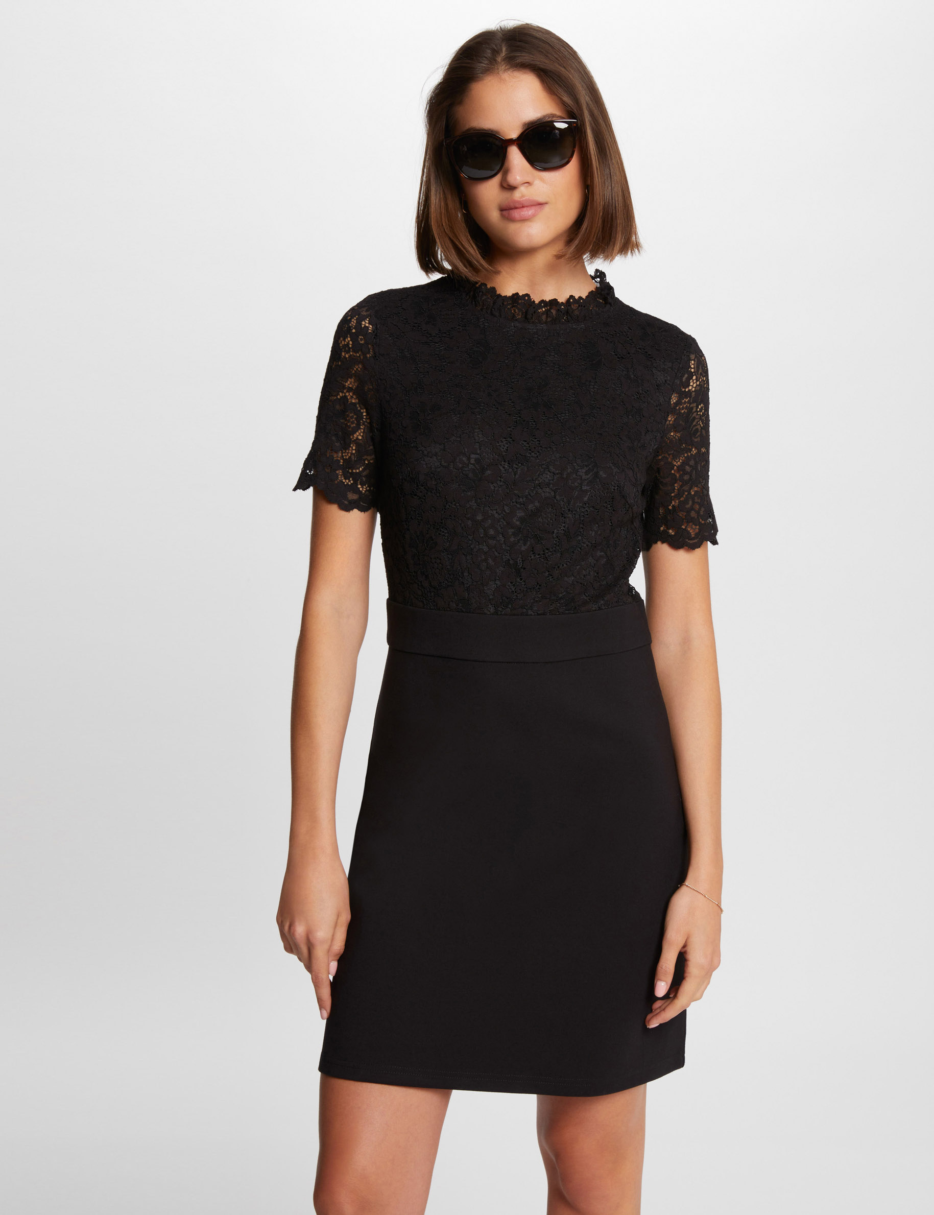 Fitted mini lace dress black women