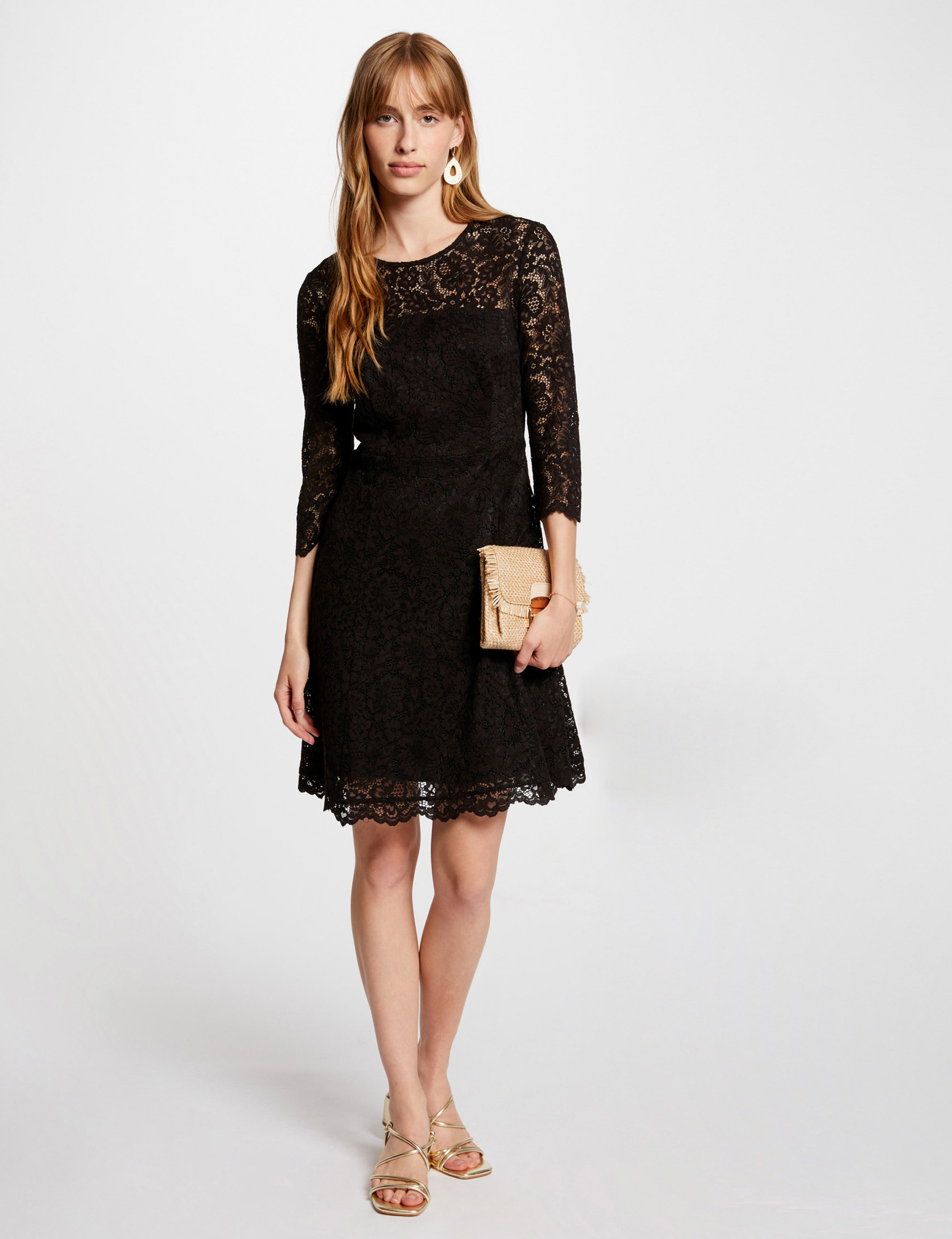 Mini skater lace dress black women