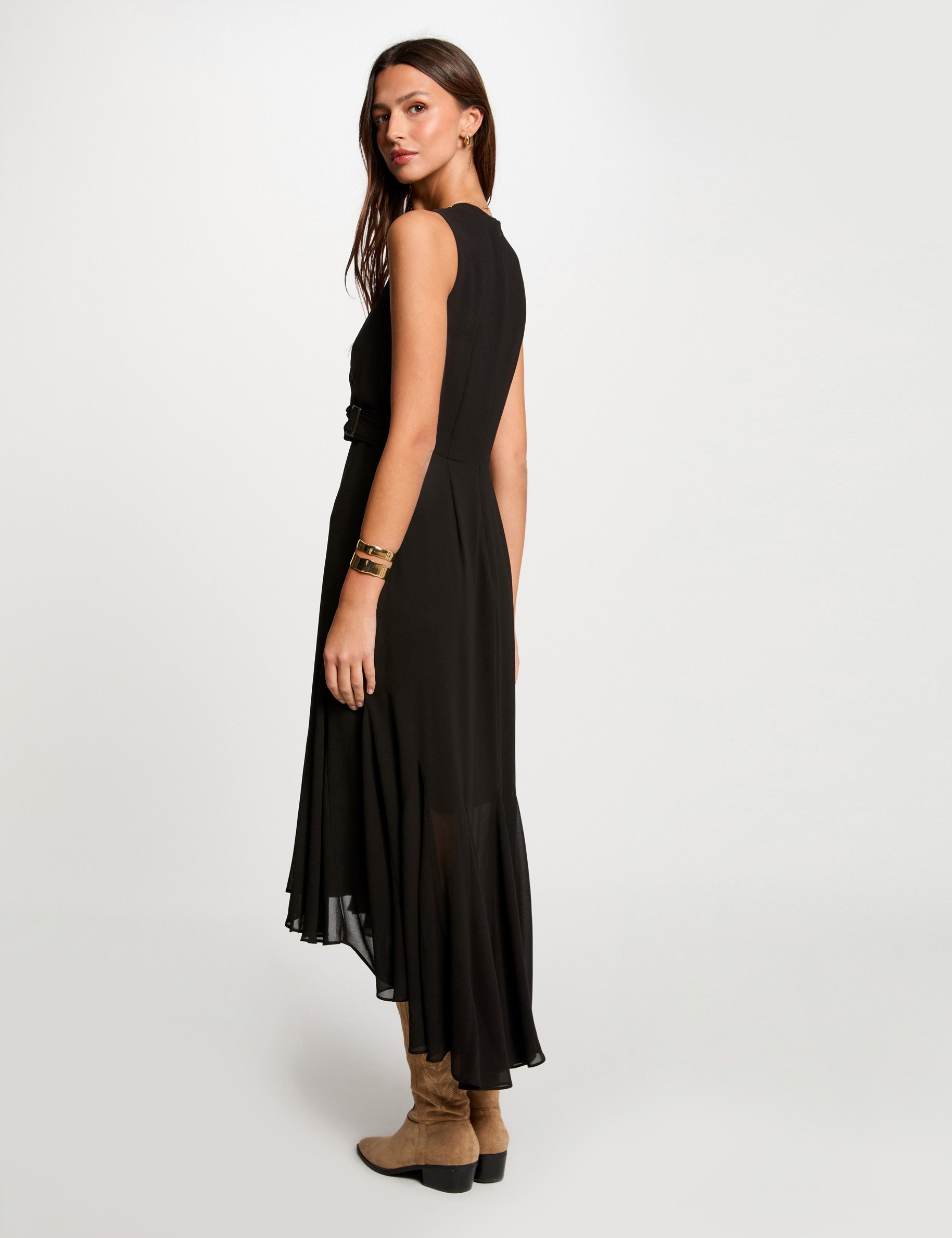 Loose straight midi dress black women