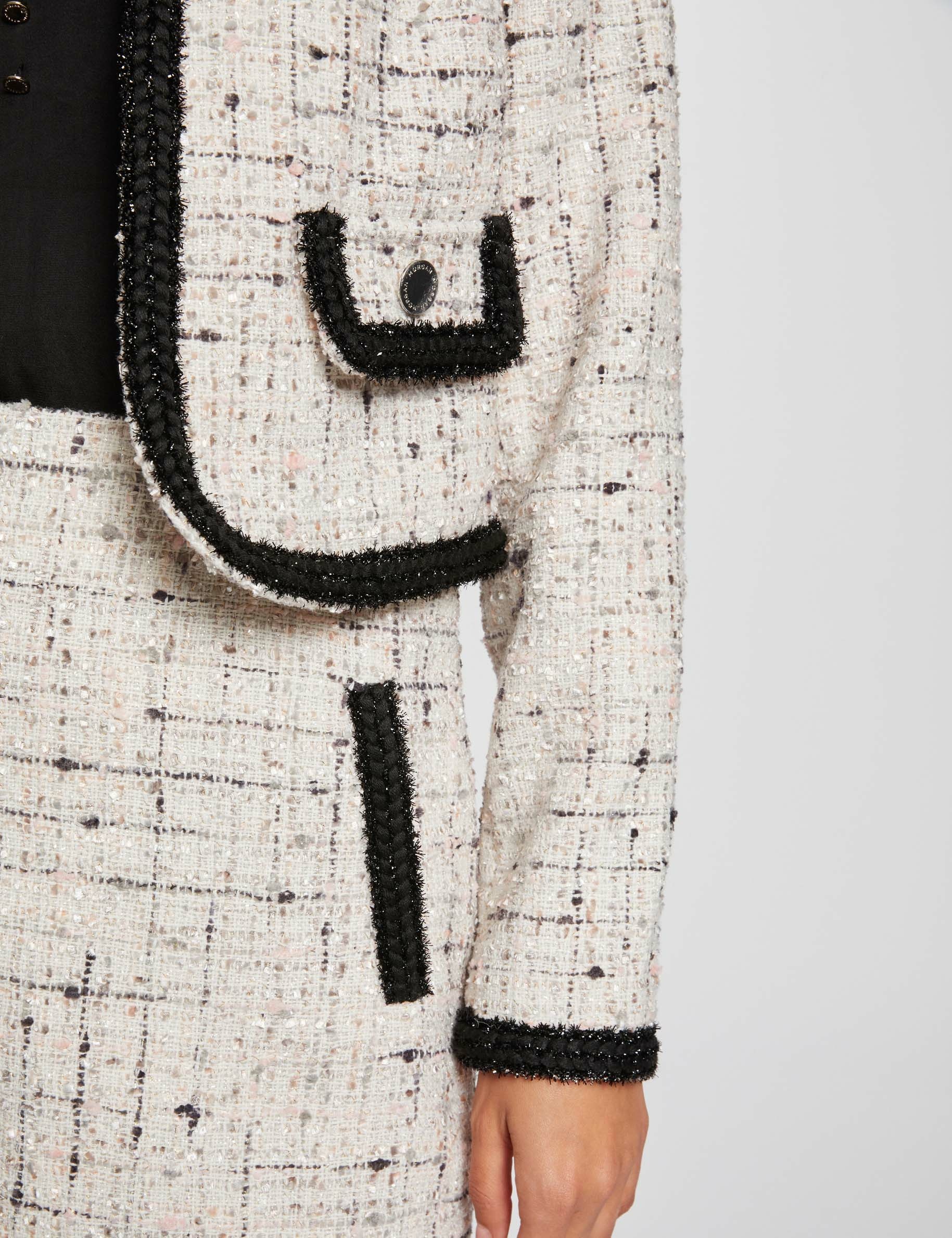 Black and white tweed jacket womens best sale