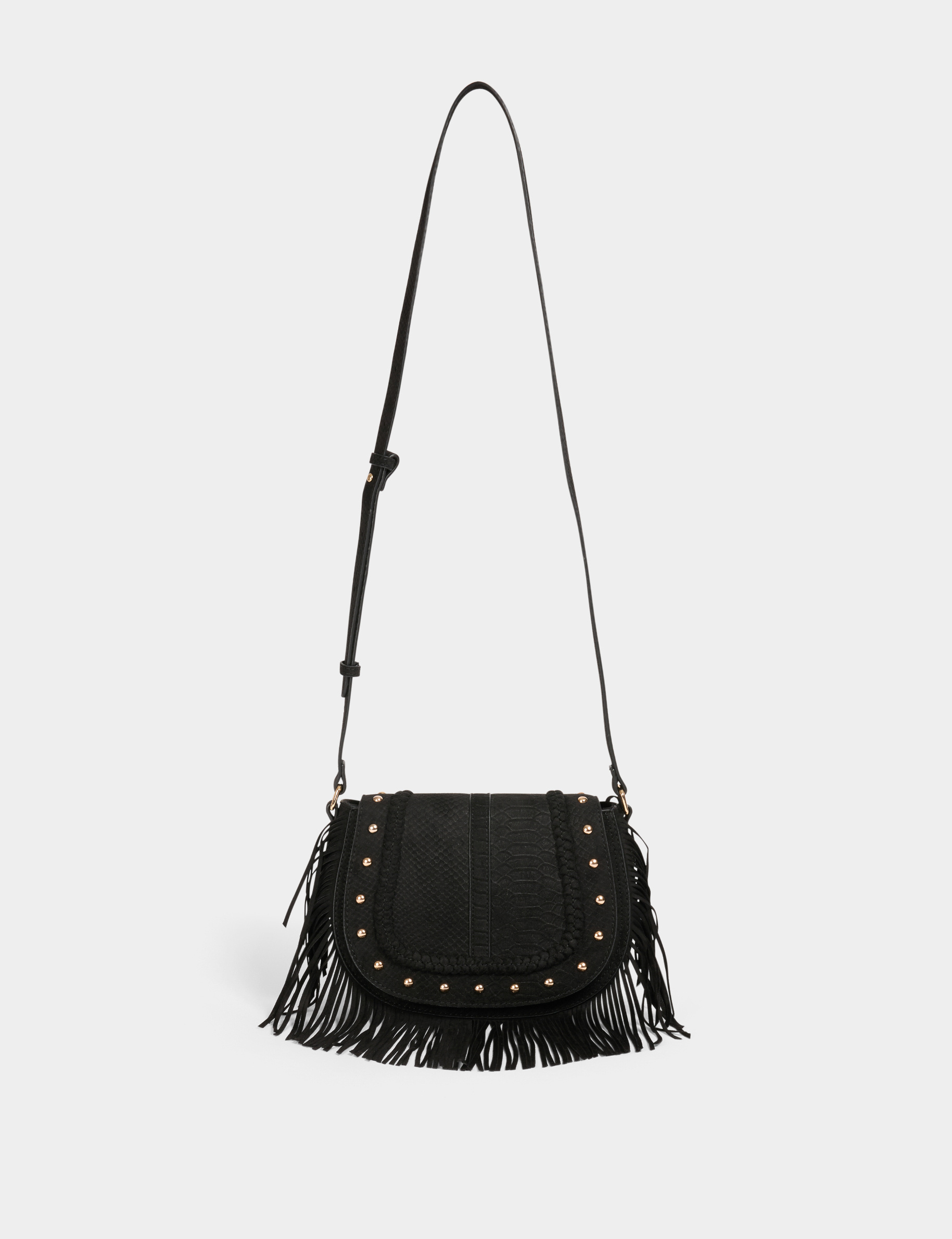 Bag croc effect and fringes black women