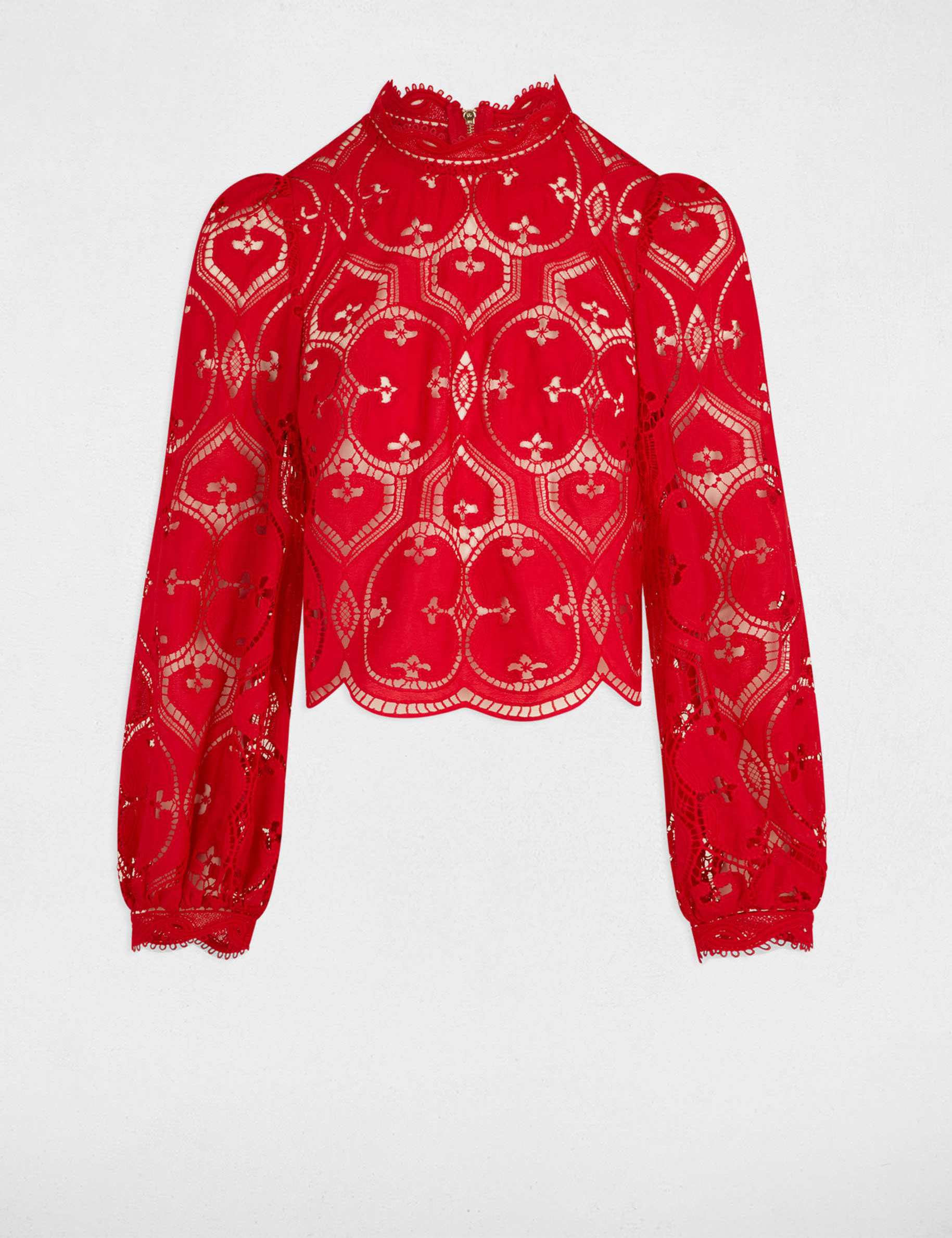 Long-sleeved blouse red women