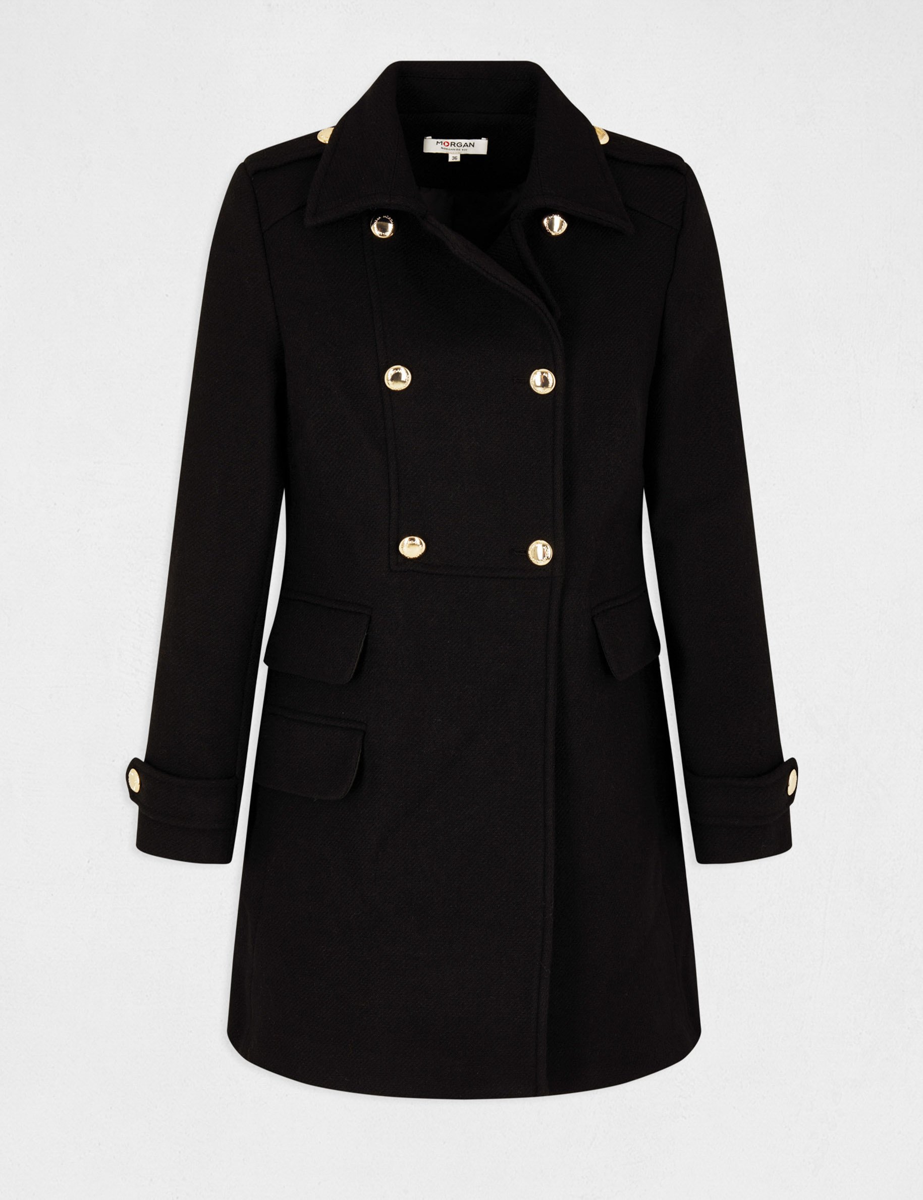 Long coat with buttons black women