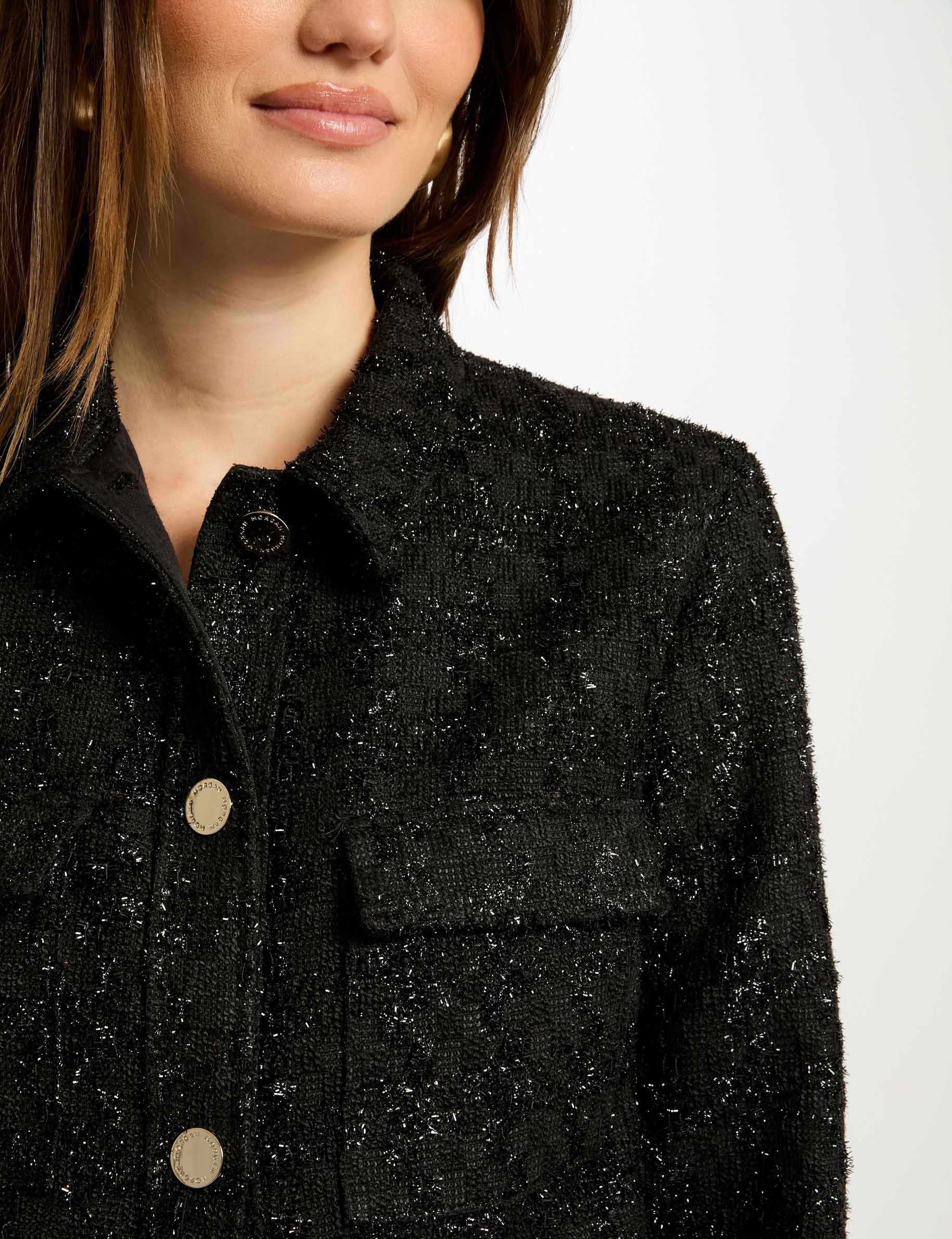 Buttoned tweed jacket black women