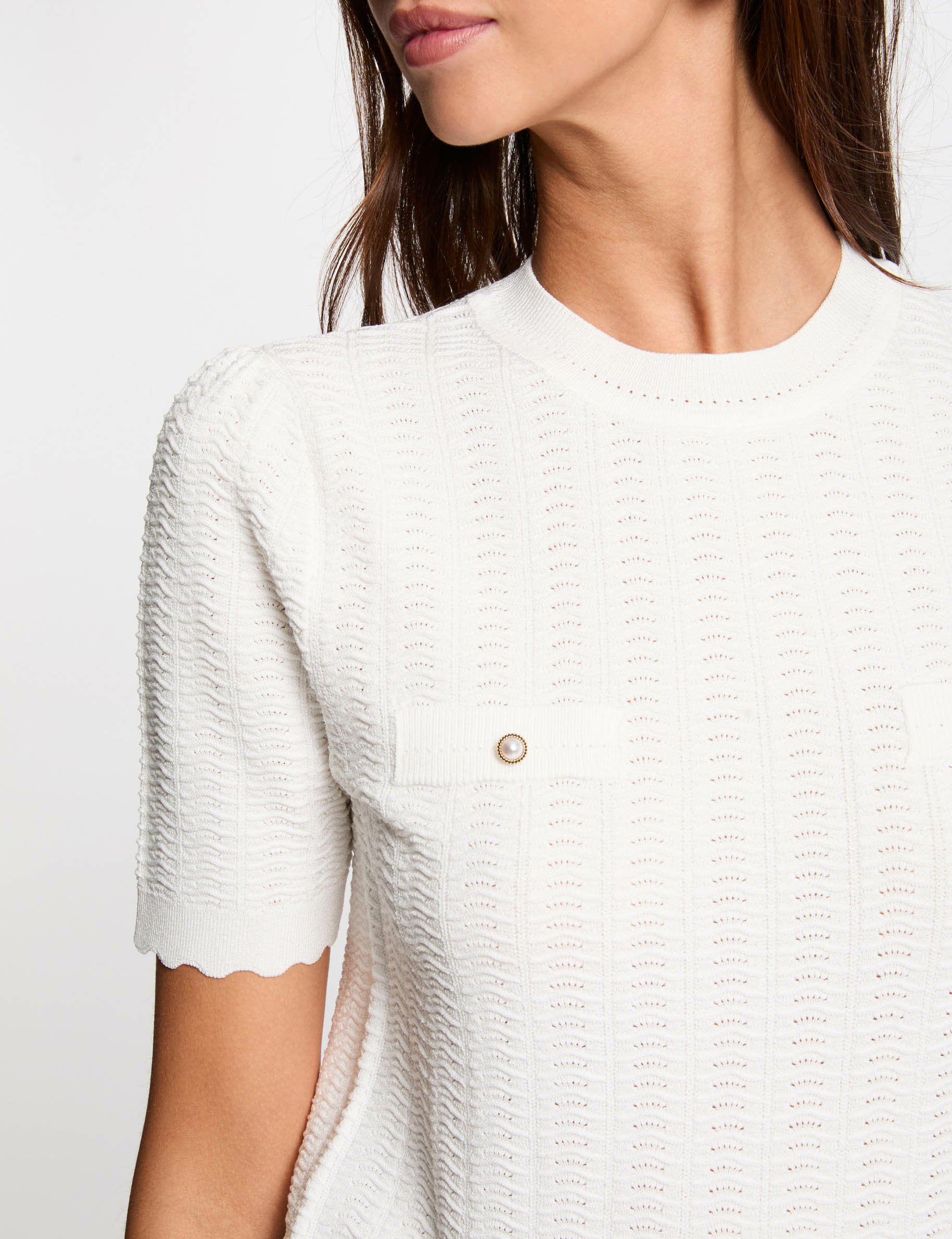 Pull manches courtes blanc femme