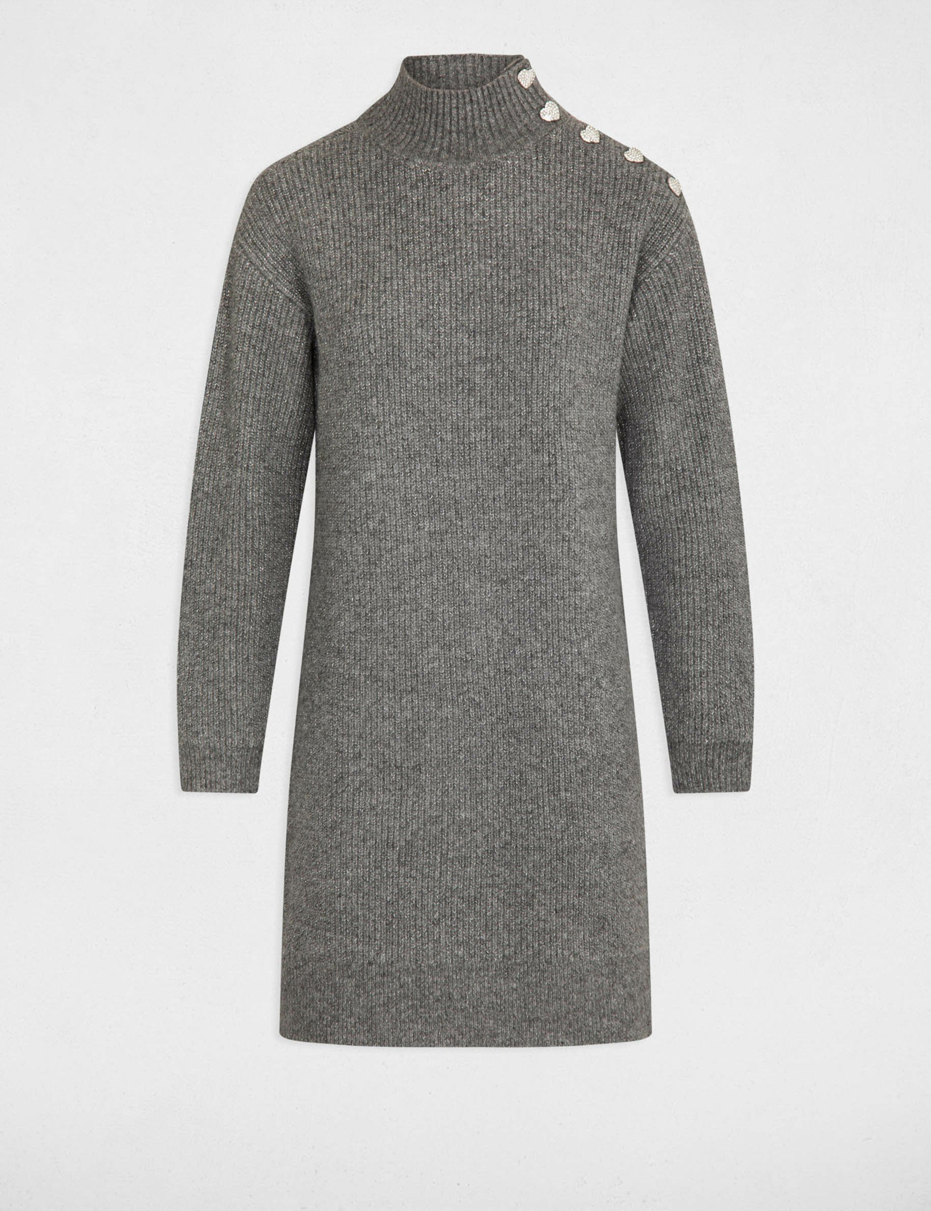 Jumper dress high collar anthracite grey women