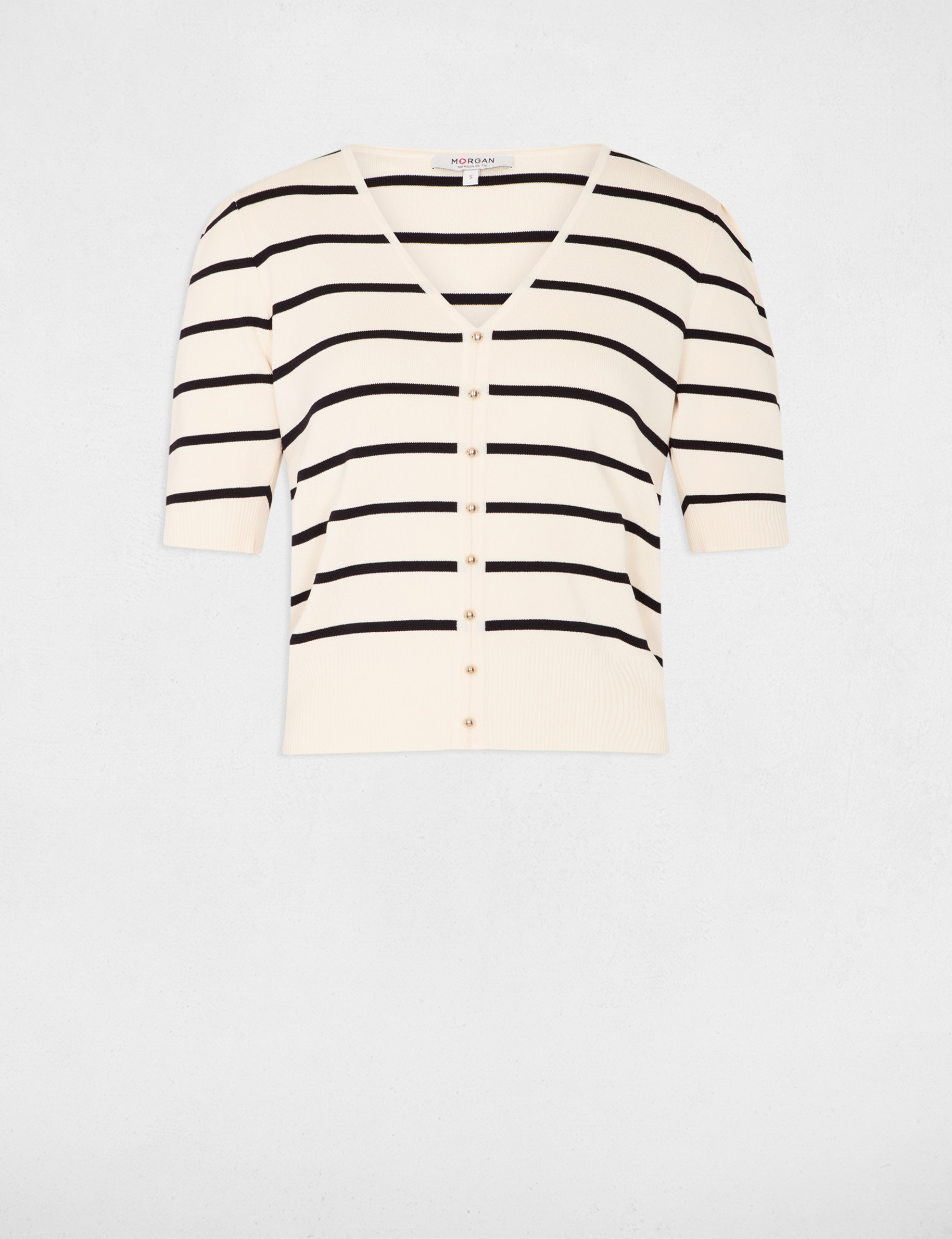 Striped jumper short-sleeves ivory women