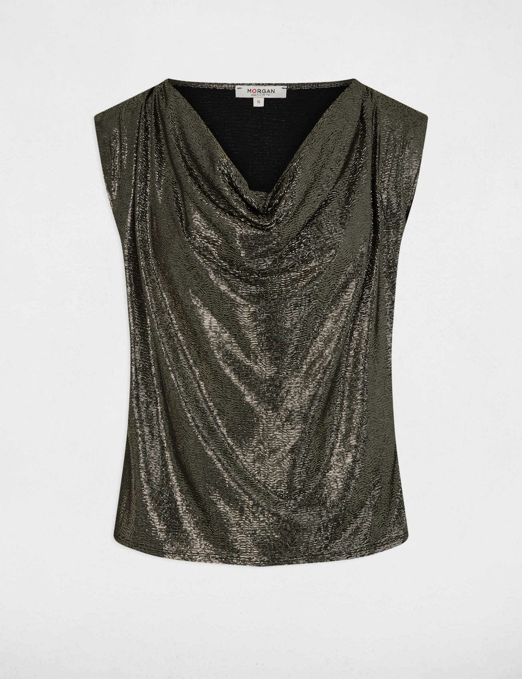 Top with cowl neck gold women